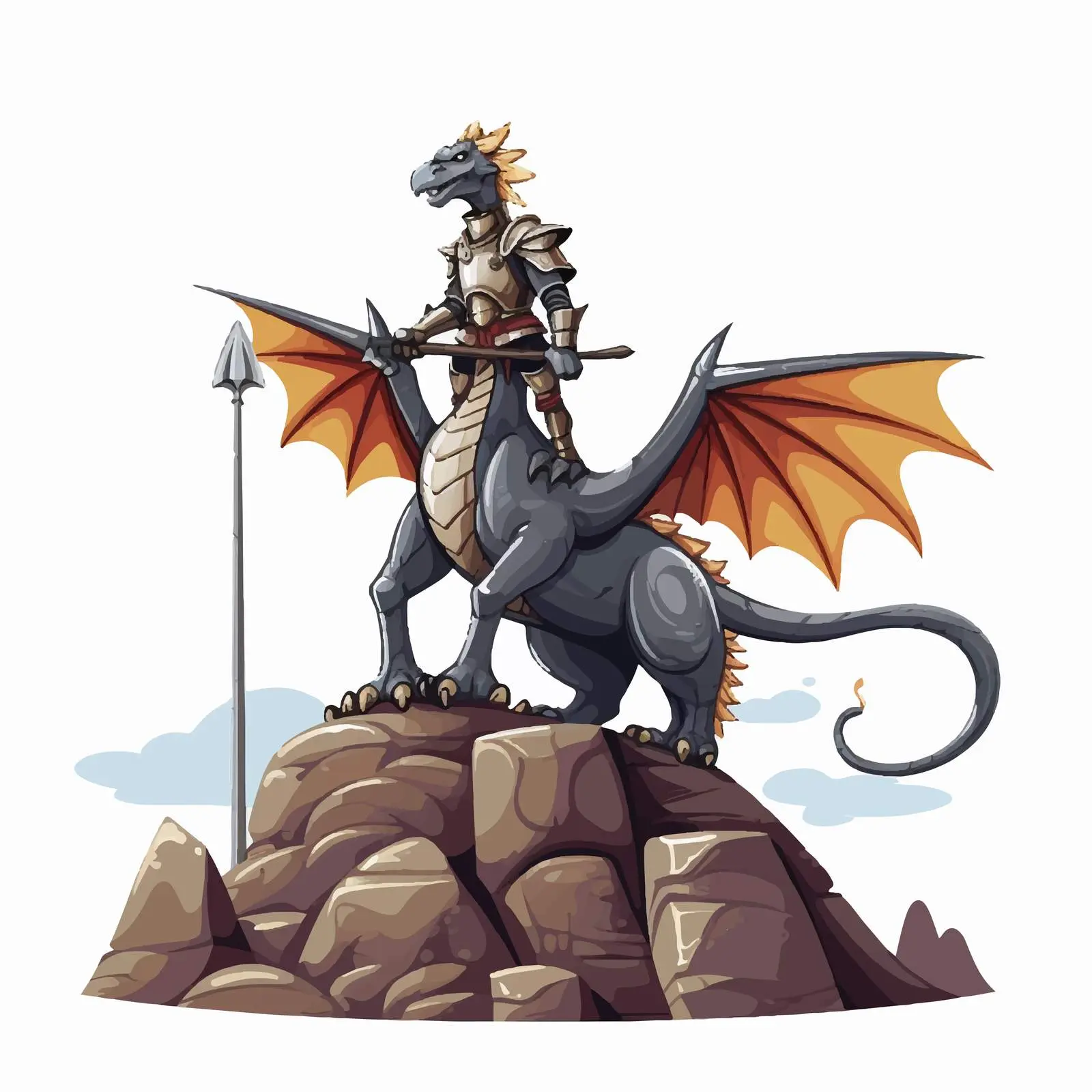 Knight on Dragon Vector Illustration — free download from Dotvec