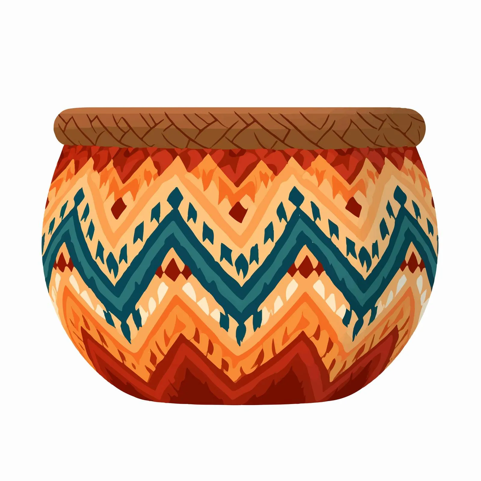 Flat Vector Illustration of Knitted Wicker Basket — free download from Dotvec