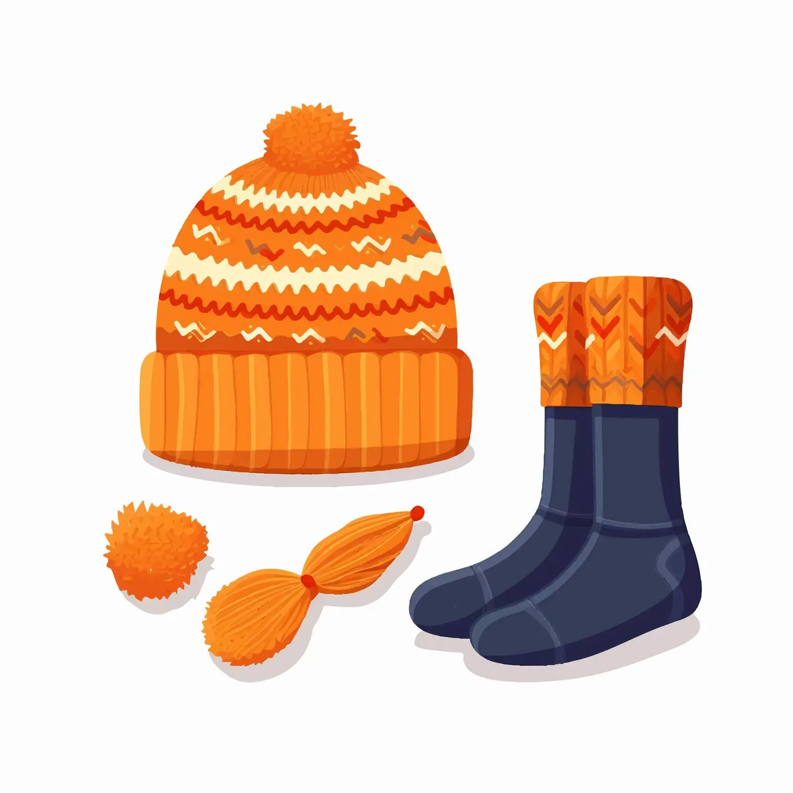 Warm Knitted Hat and Socks Vector Illustration – free knitwear image from Dotvec