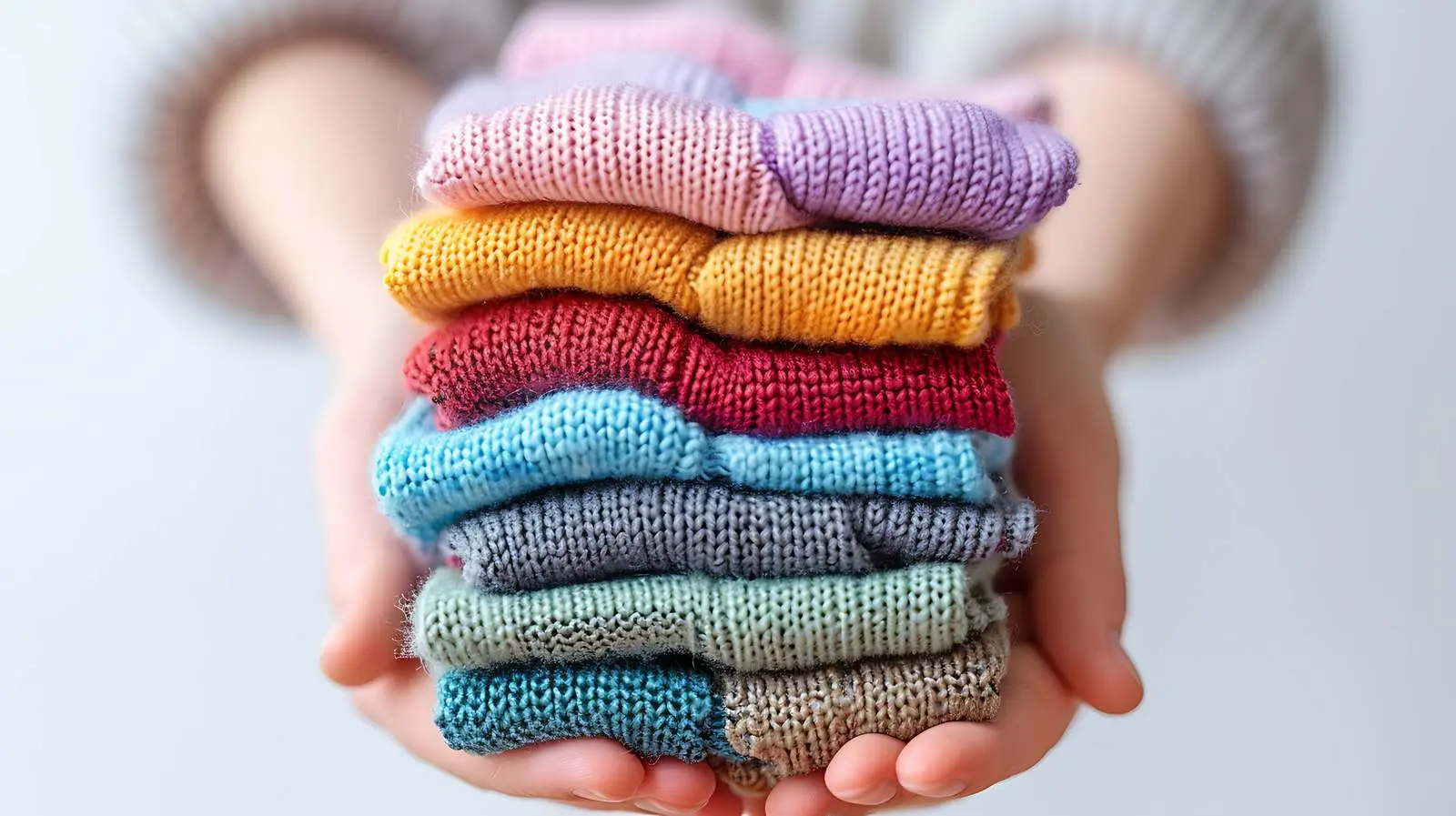 Newborn Baby Knitted Socks Stack on White Background – free knitwear image from Dotvec