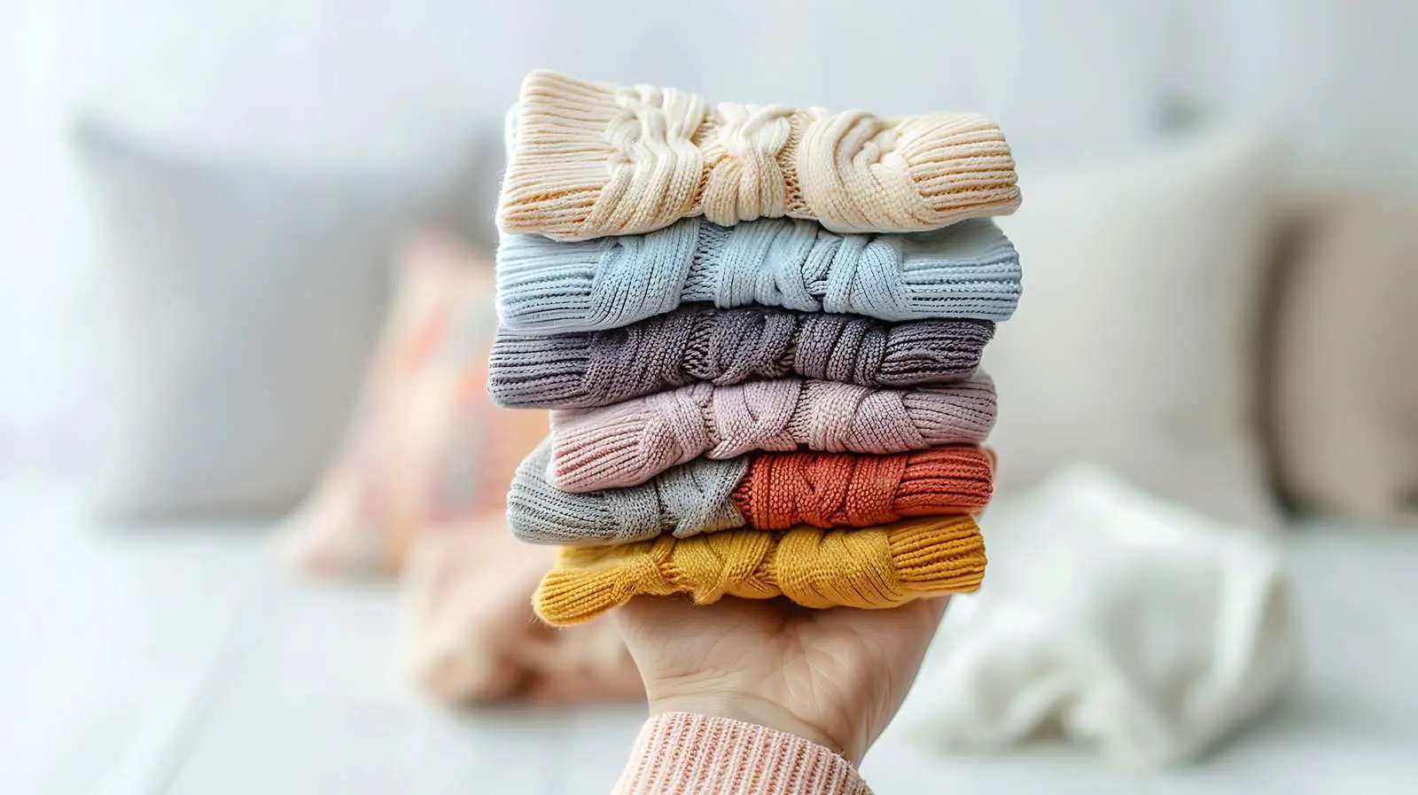 Knitted Newborn Baby Socks in Hand – free knitwear image from Dotvec