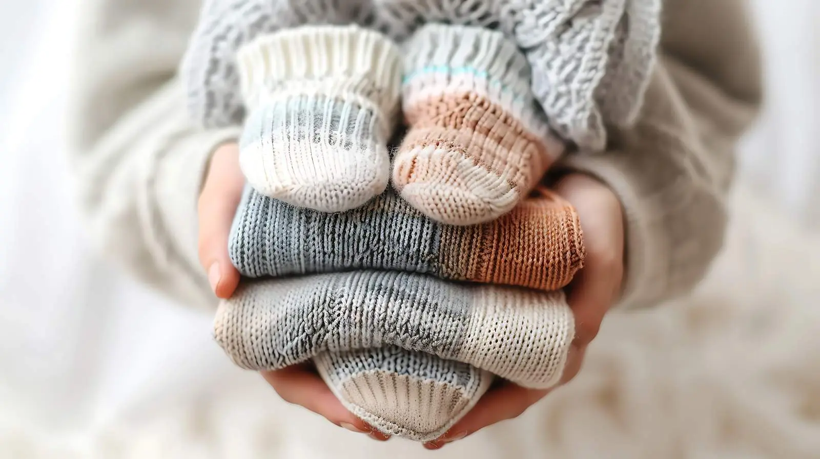 Newborn Baby Clothes Knitted Socks in Hand — free download from Dotvec