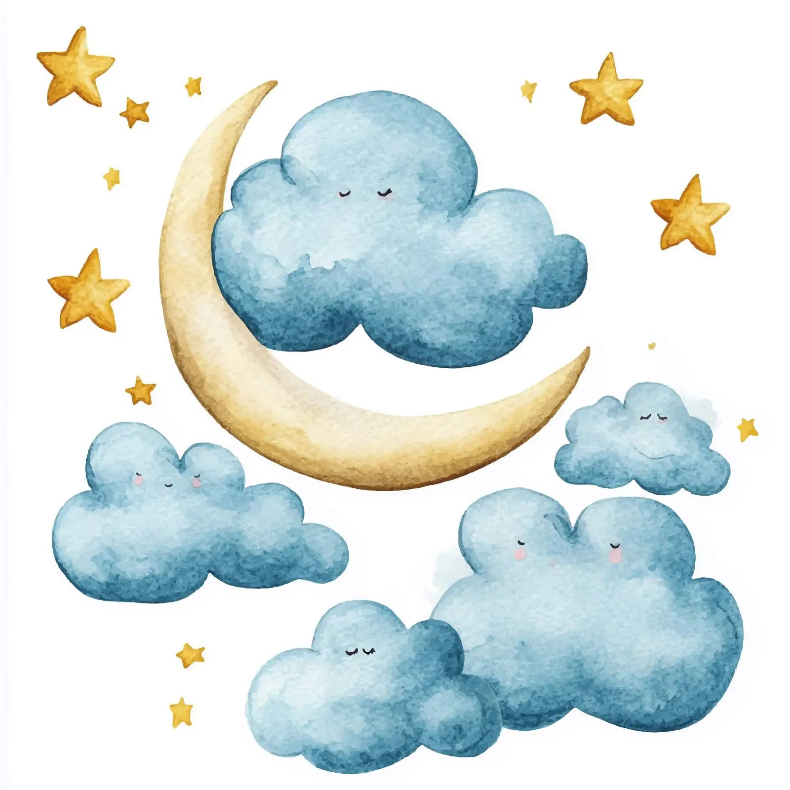 Cartoon Watercolor Koala Under Moon and Stars — free download from Dotvec