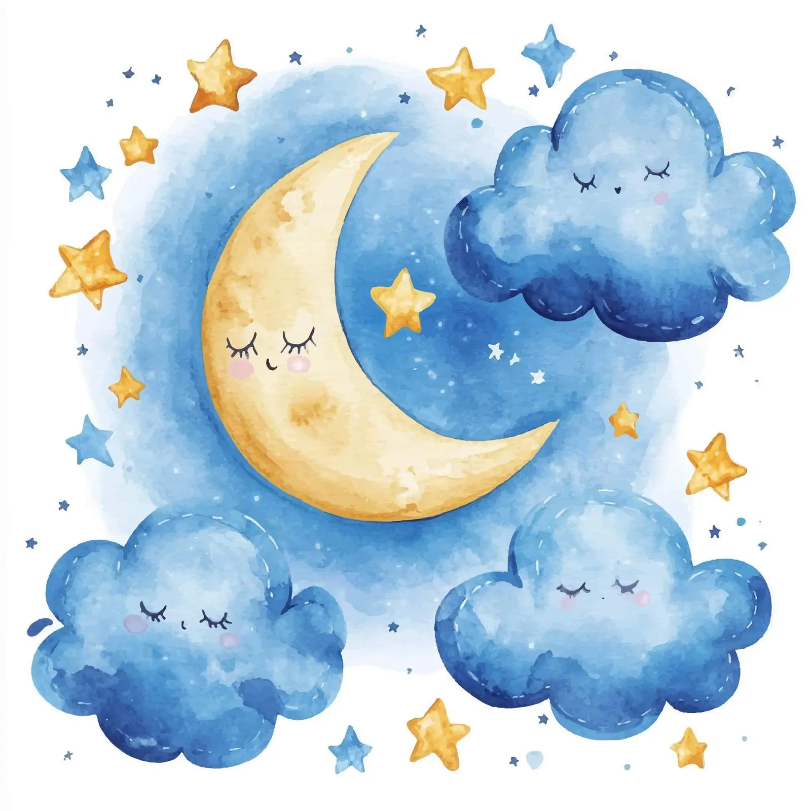 Cute Koala Under Moon and Stars Watercolor Art — free download from Dotvec