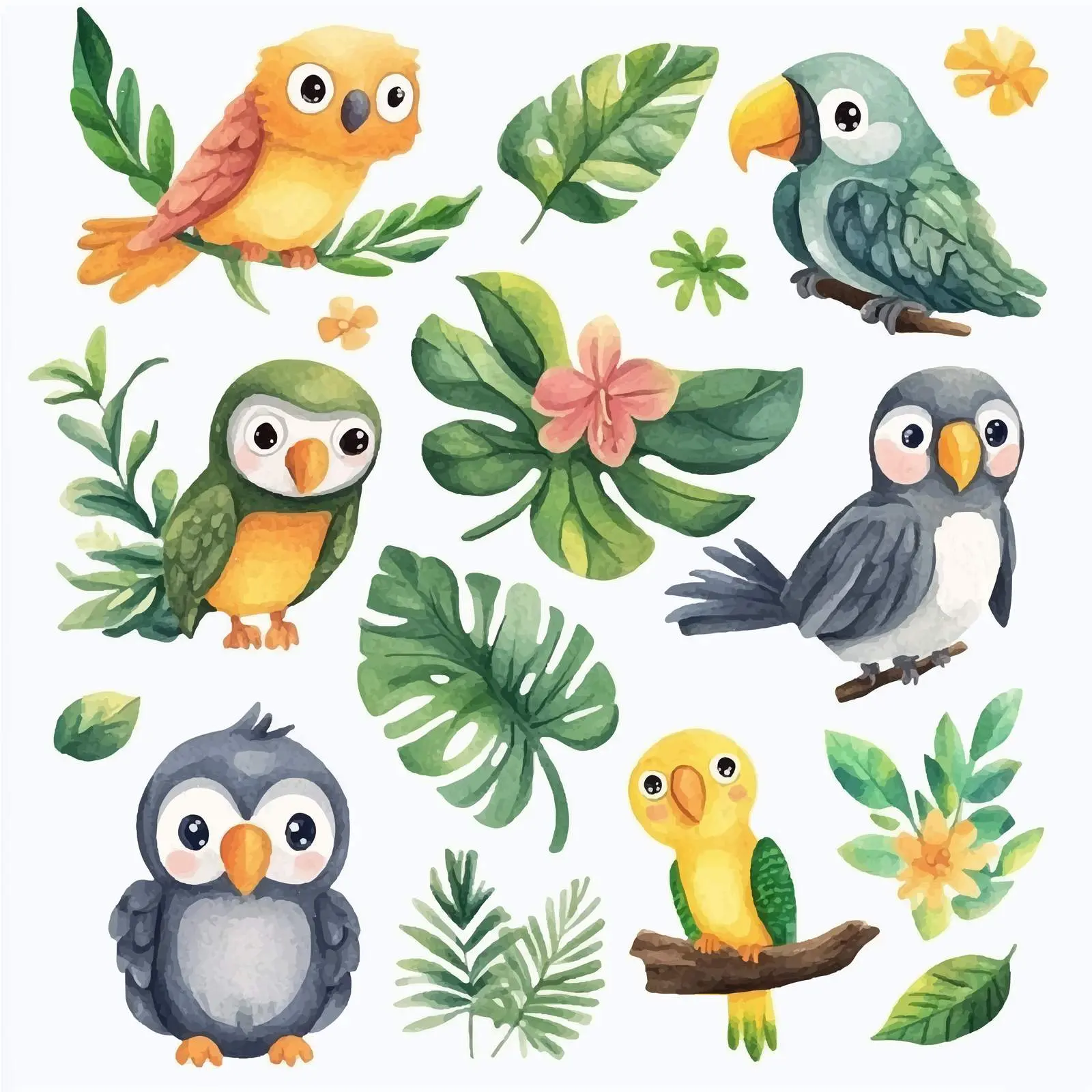 Cute Koala Plants Watercolor Set — free download from Dotvec