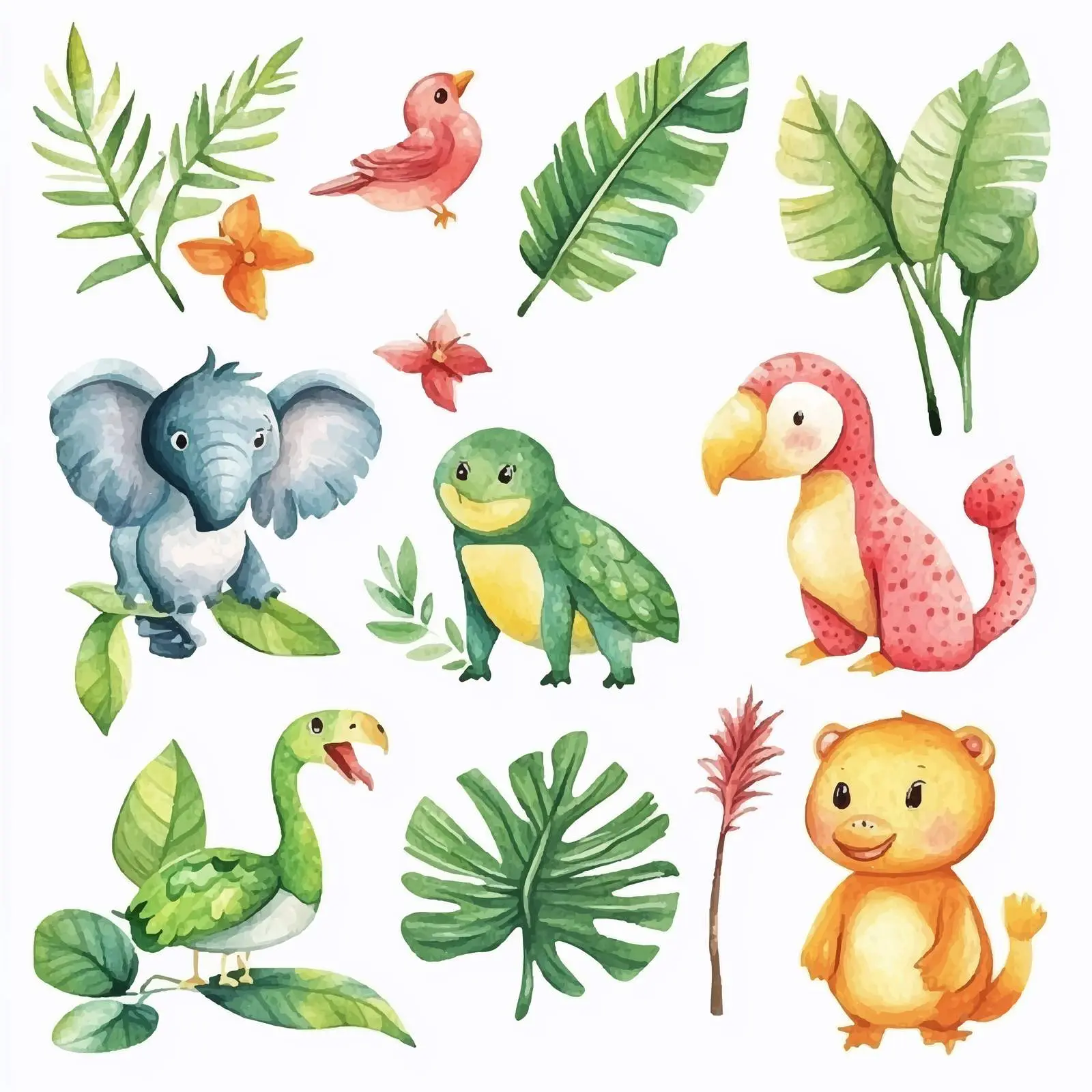 Cute Koala Watercolor Tropical Animals Set — free download from Dotvec