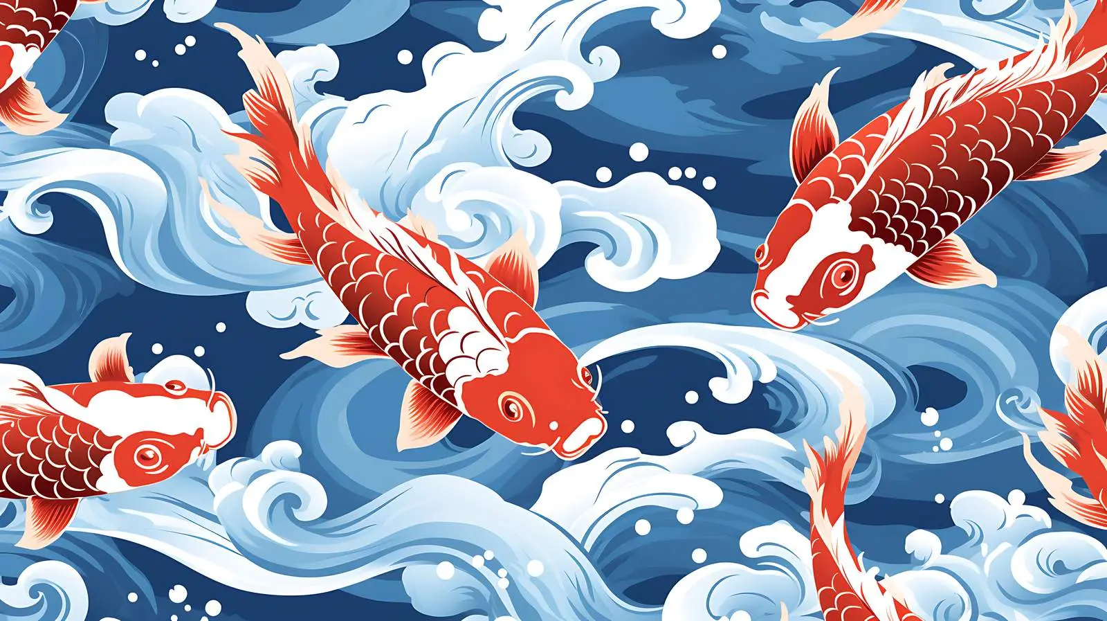 Chinese Koi Carp Seamless Pattern Vector — free download from Dotvec