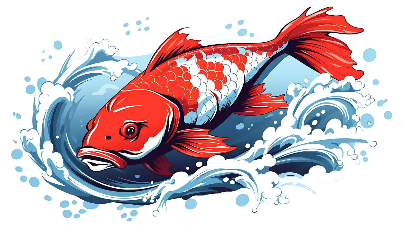 Koi Fish Label Design with Grunge Effect — free download from Dotvec