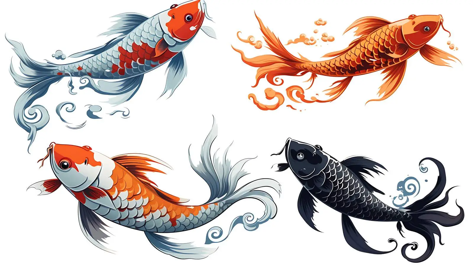 Koi Fish Label Design with Grunge Effect — free download from Dotvec