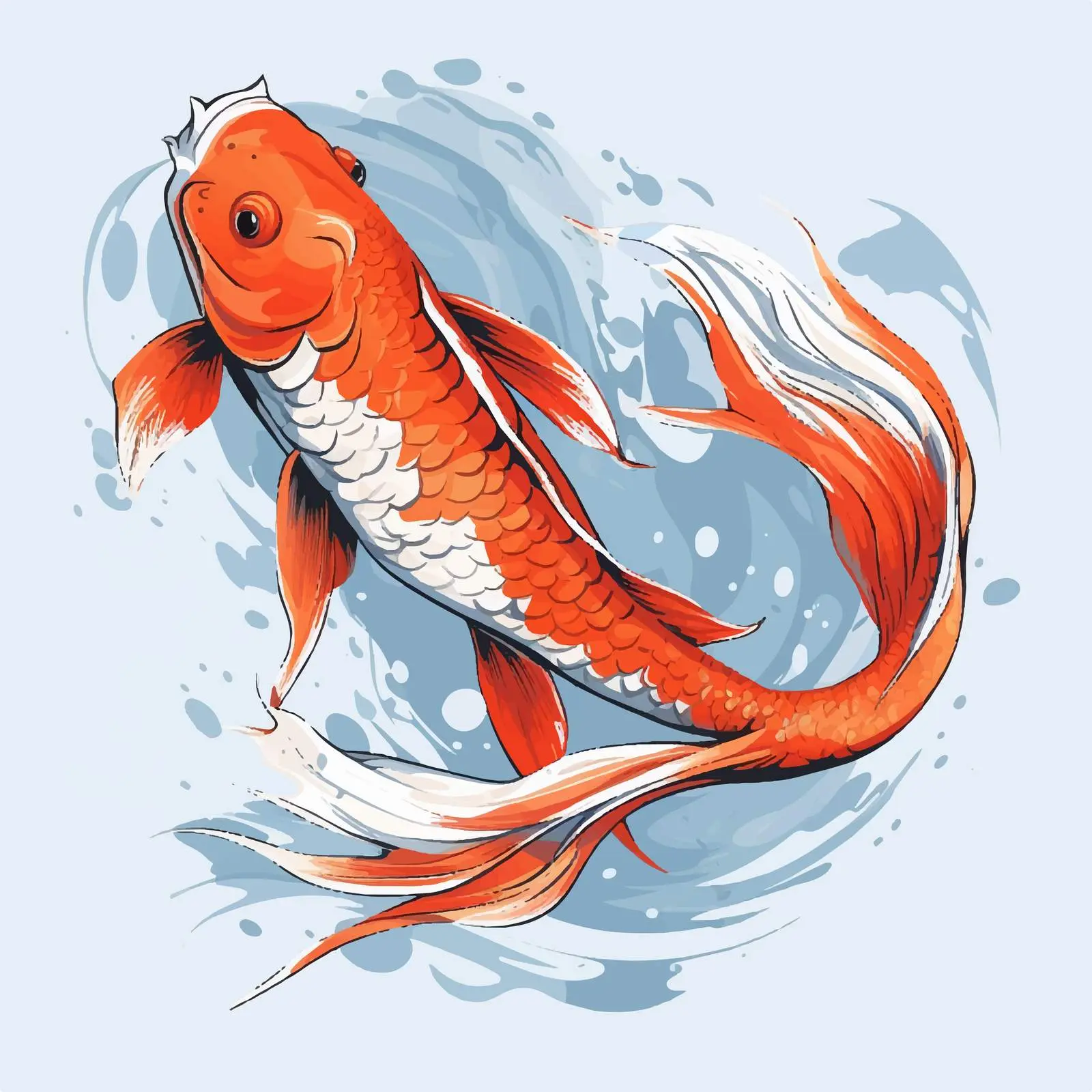Koi Fish Vector Sketch on White Background – free koi image from Dotvec