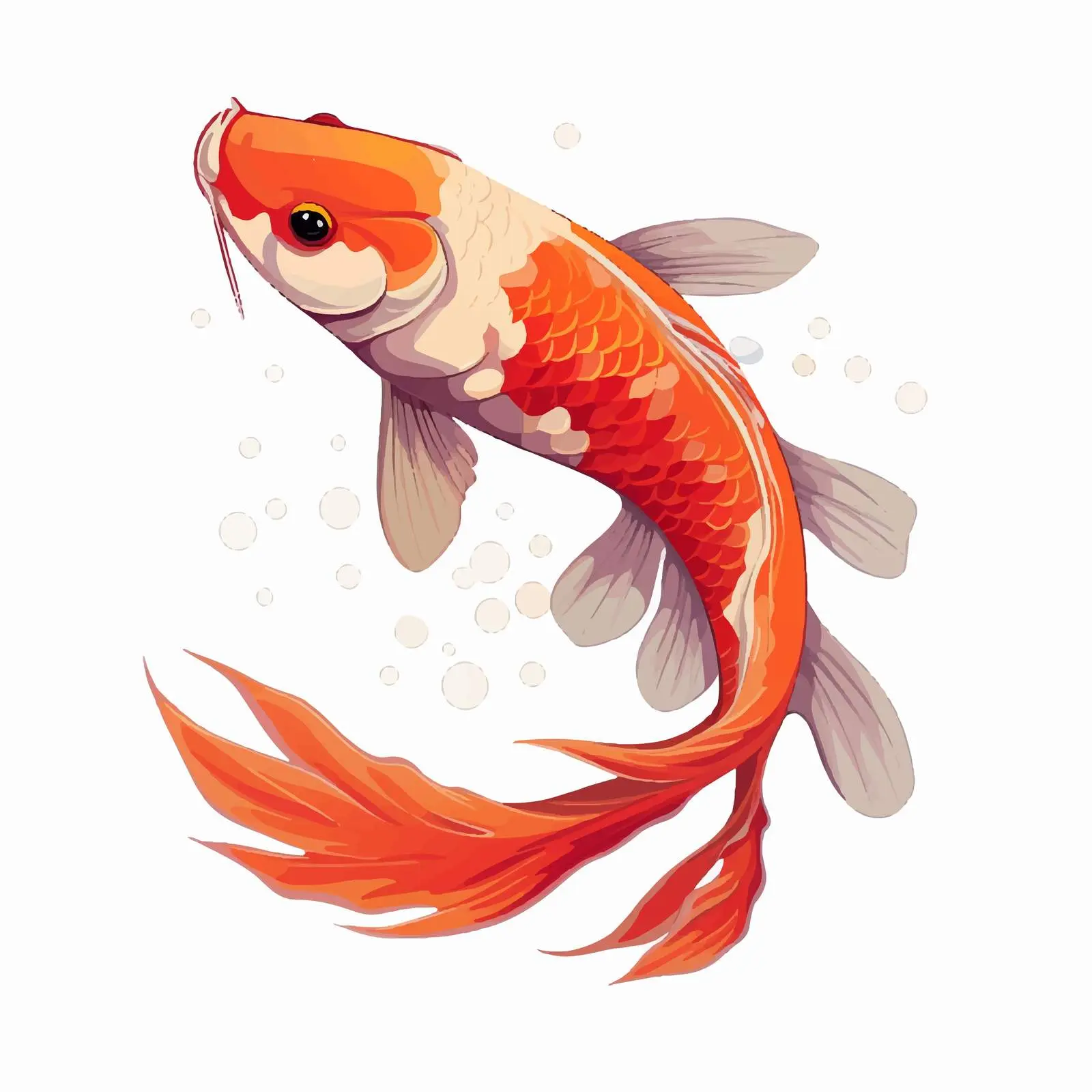 Koi Fish Vector Illustration on White Background – free koi image from Dotvec