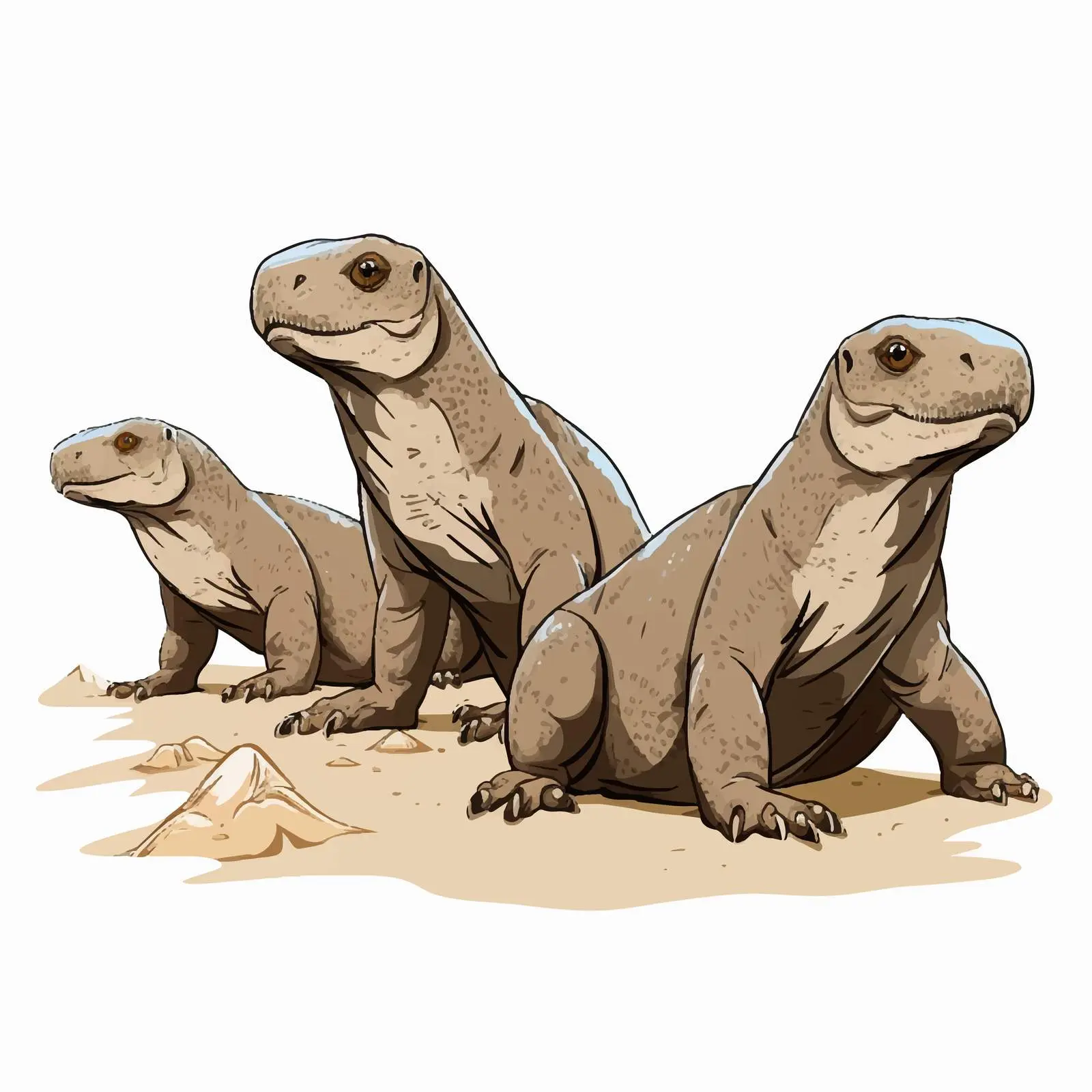 Cartoon Vector Illustration of Komodo Dragons – free reptile art image from Dotvec