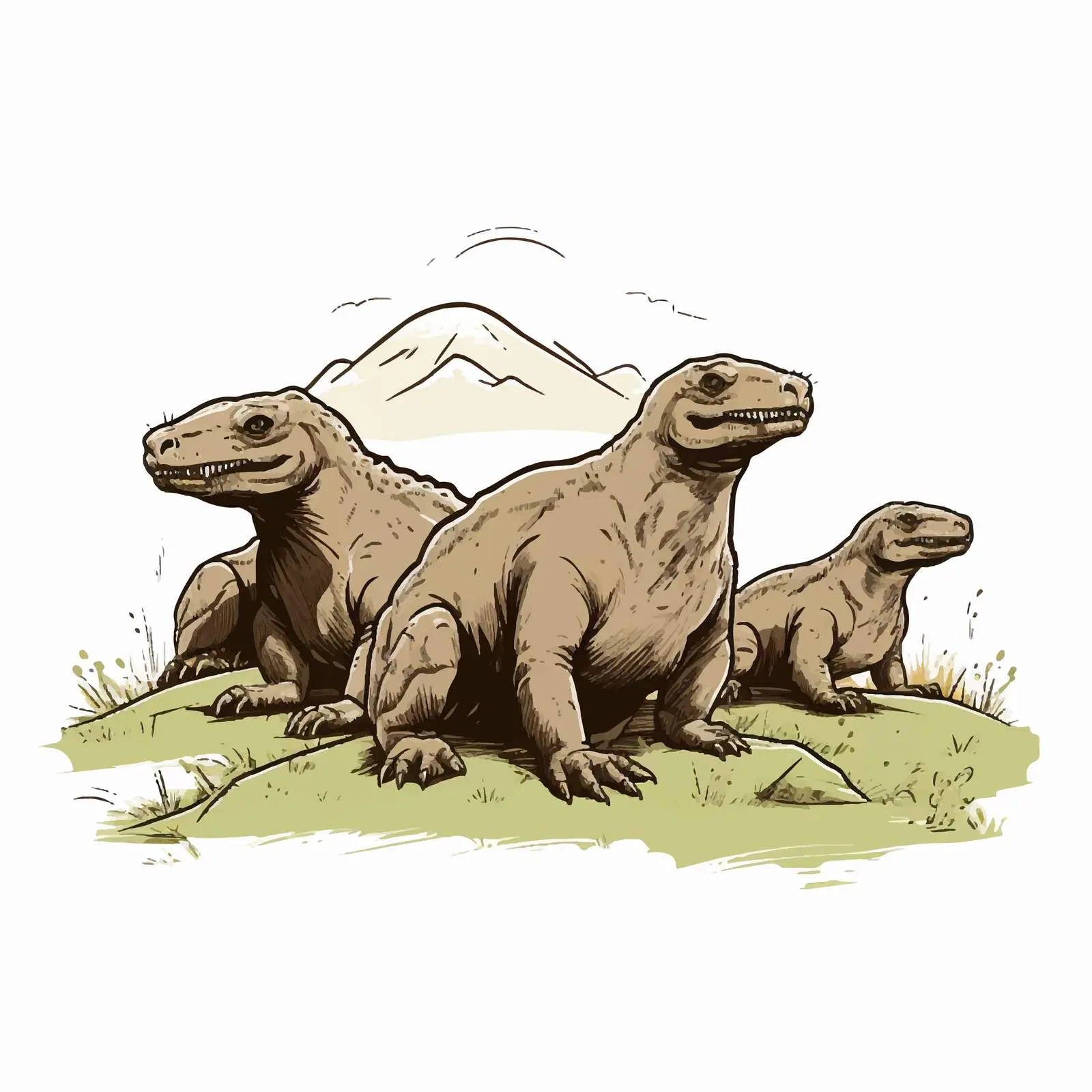 Cartoon Vector Illustration of Komodo Dragons – free friendly dragons image from Dotvec
