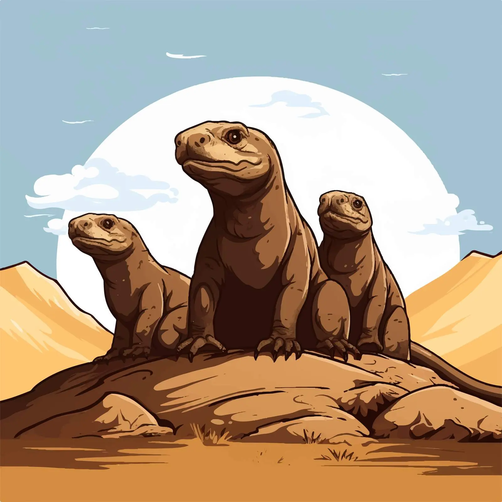 Cartoon Vector Illustration of Komodo Dragons — free download from Dotvec
