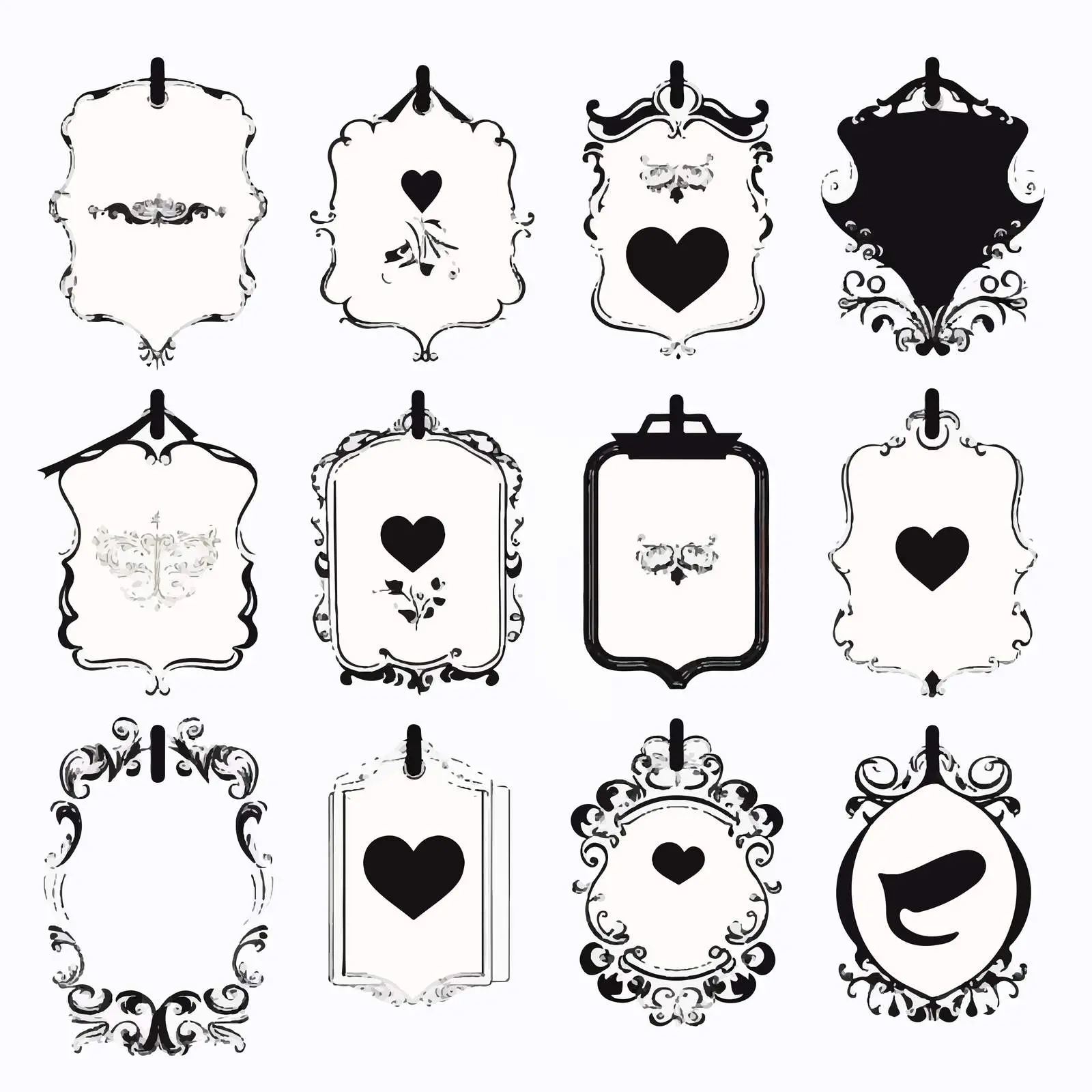 Retro Cartoon Silhouettes White Vector Labels – free isolated elements image from Dotvec