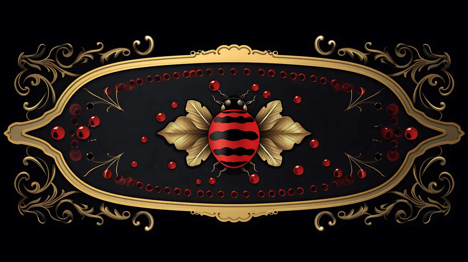 Ladybug Calligraphy Label on Dark Background — free download from Dotvec