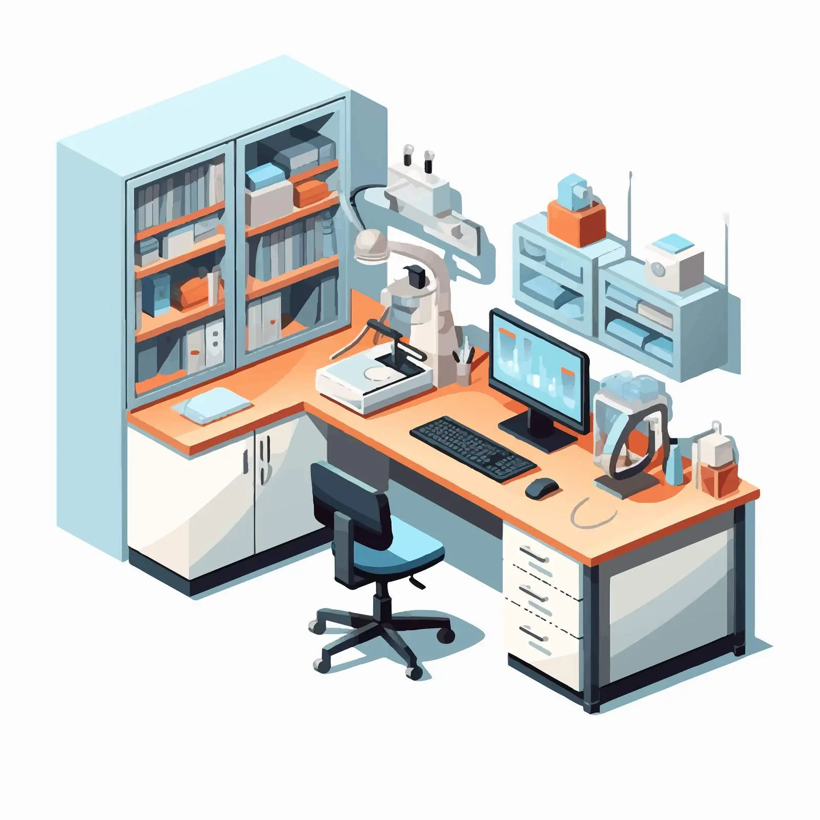 Laboratory Office Workplace Cartoon Scene Vector — free download from Dotvec