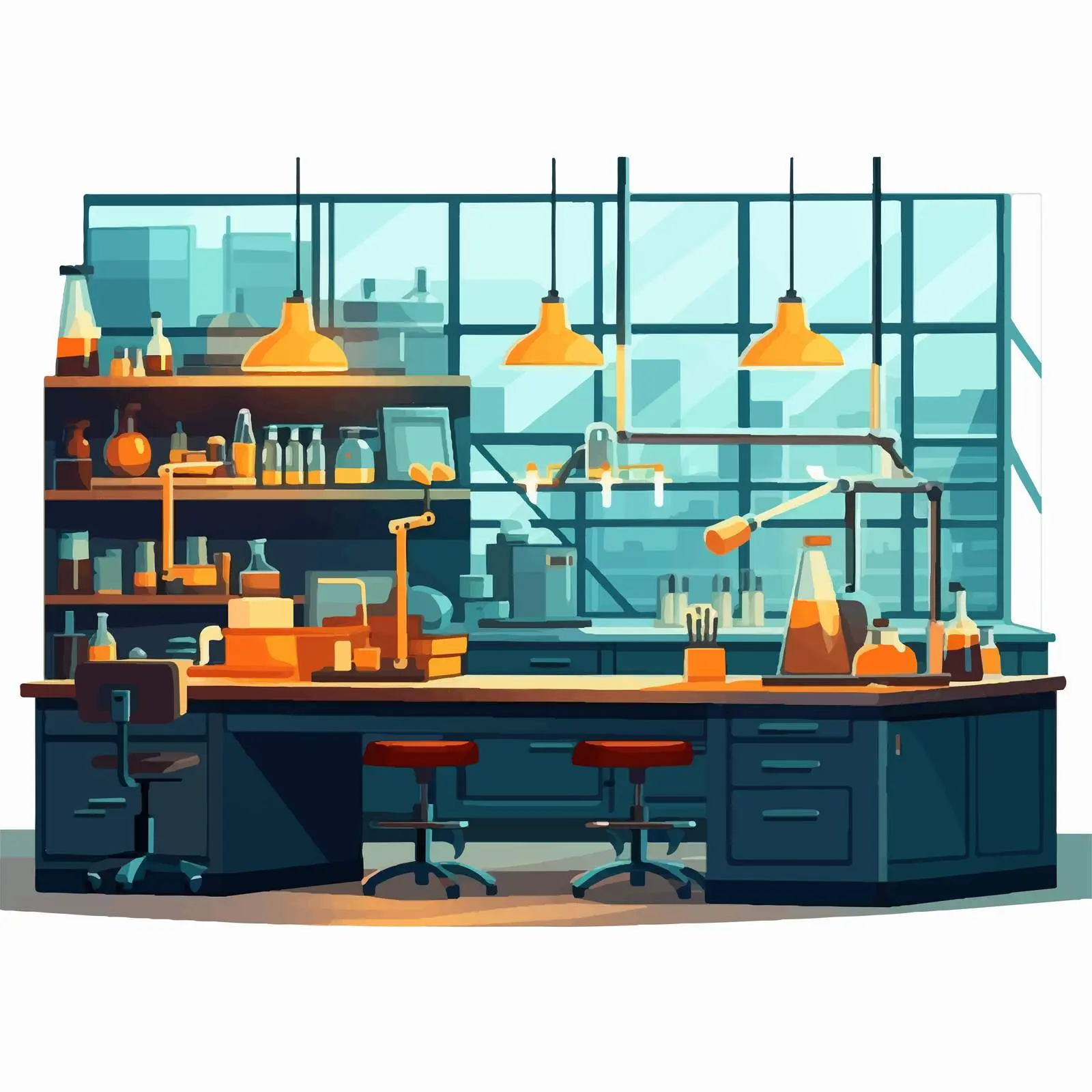 Cartoon Vector Laboratory Office Workplace Illustration – free work culture image from Dotvec