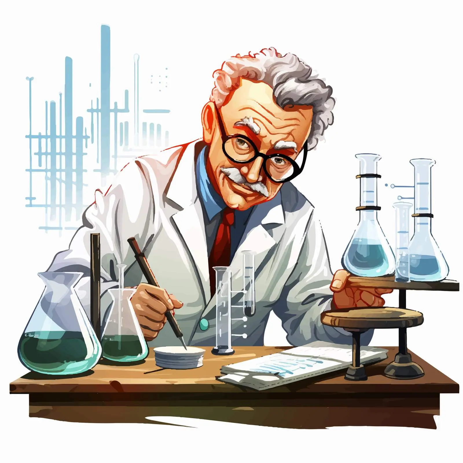 Cartoon Scientist in Laboratory Scene Illustration — free download from Dotvec