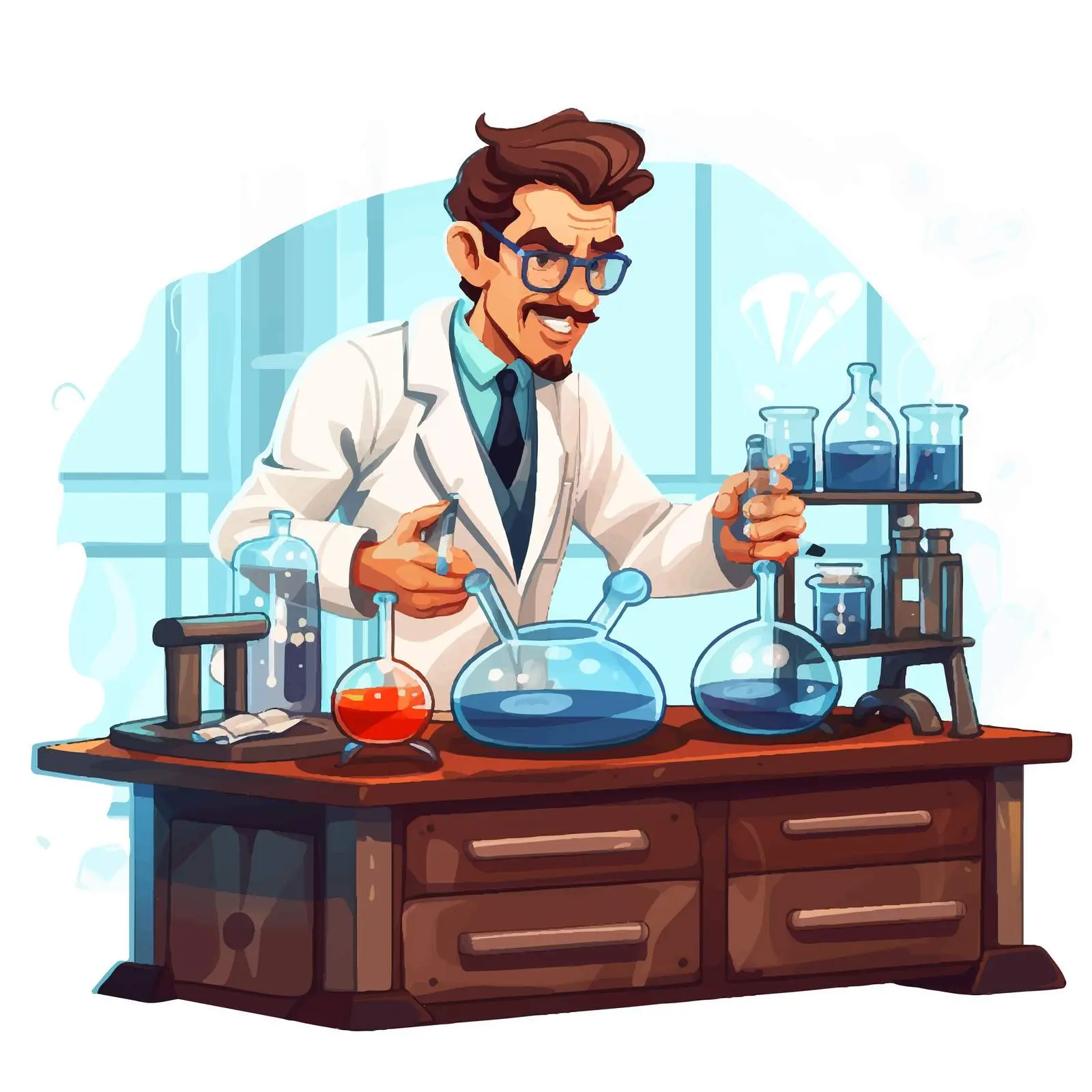 Cartoon Scientist in Laboratory Illustration – free beak image from Dotvec