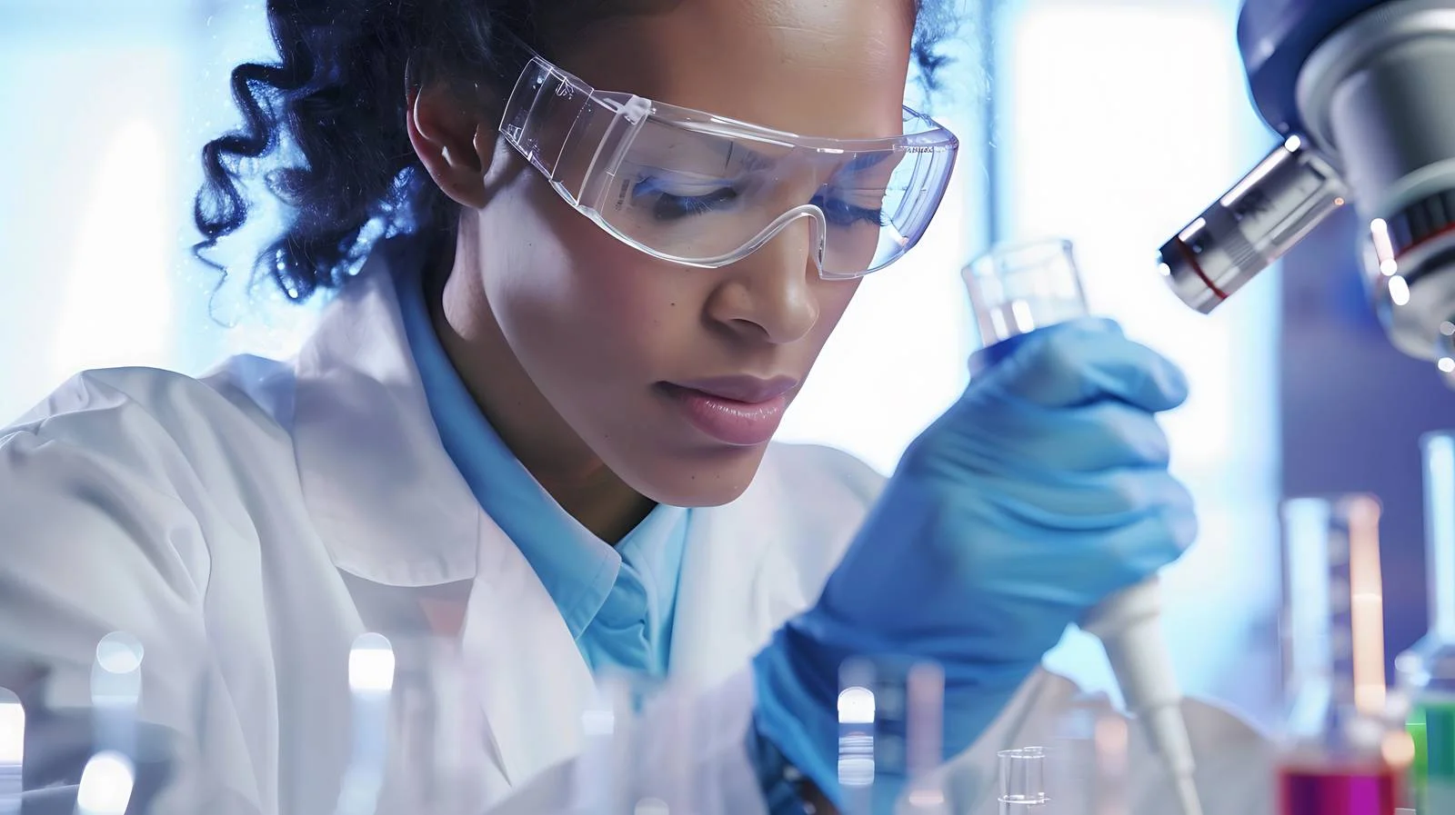 Lab Technician Pipetting in Isolated Laboratory — free download from Dotvec