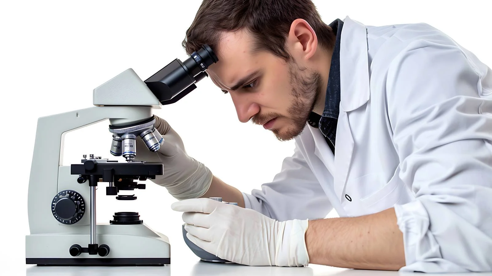Laboratory Technician Examining Microscope Slide — free download from Dotvec