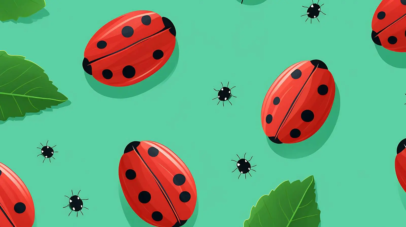 Ladybug Seamless Pattern on Green Background – free ladybug image from Dotvec