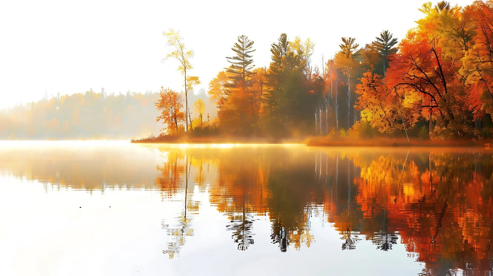 Autumn Morning Light on Lake and Trees — free download from Dotvec