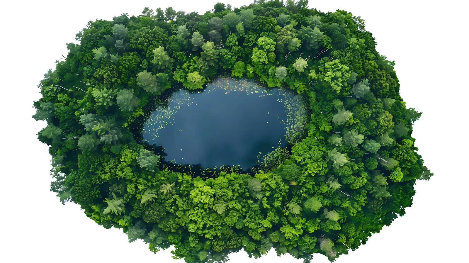 Serene Lake Amidst Forest Canopy Aerial — free download from Dotvec