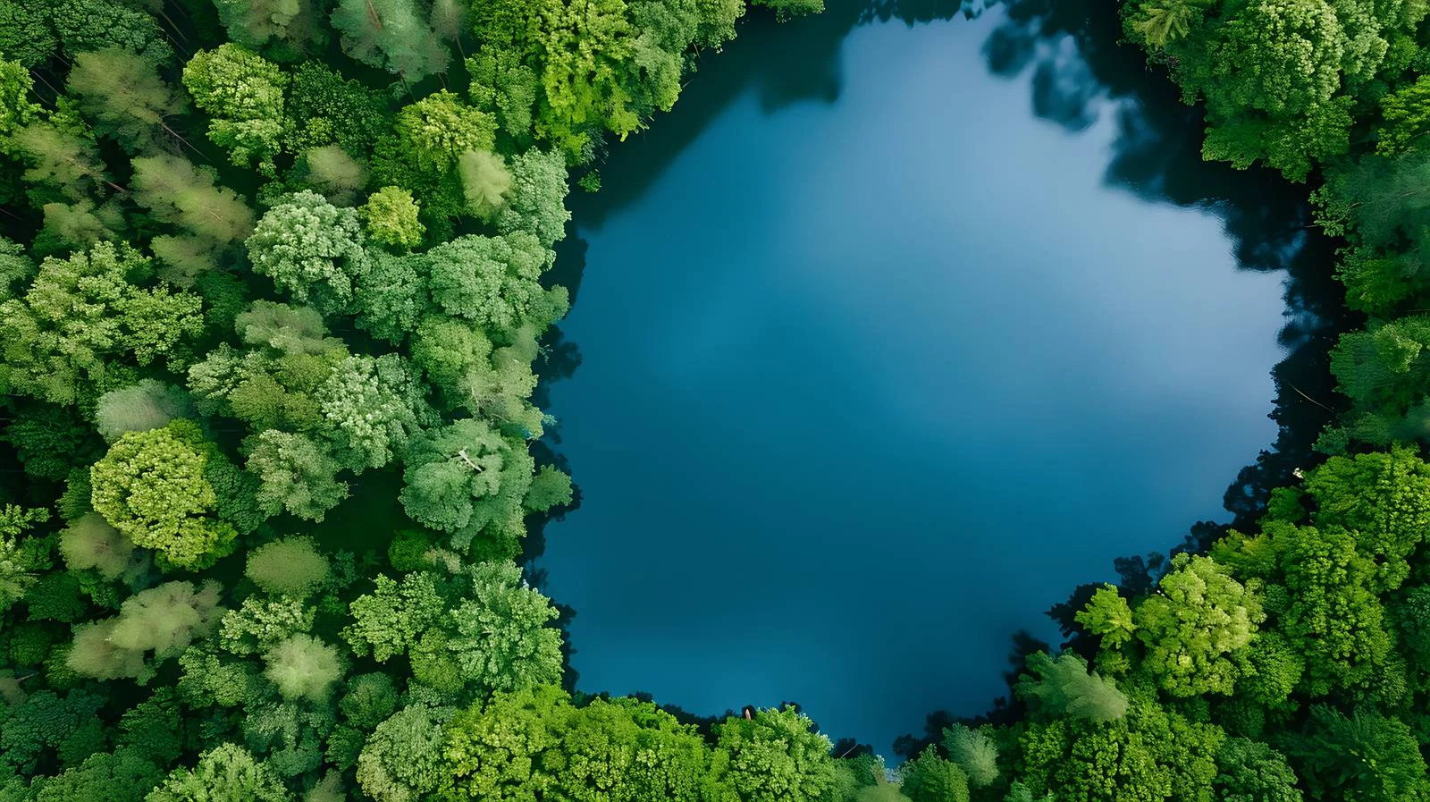 Tranquil Lake Surrounded by Dense Forest — free download from Dotvec