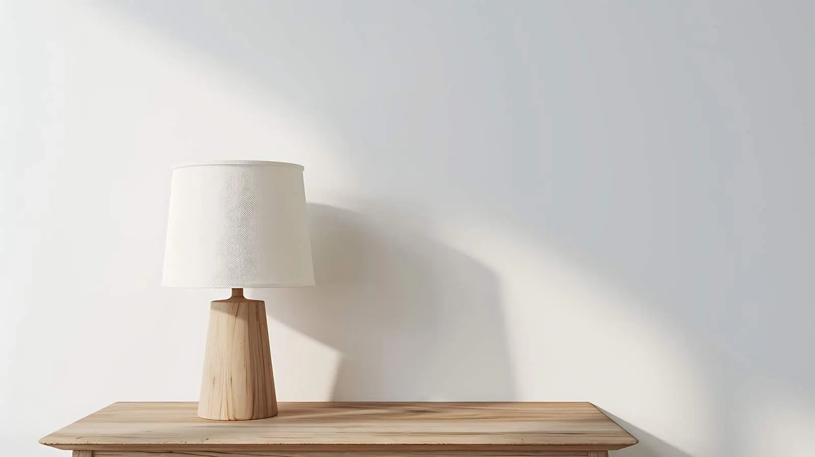 Elegant Lamp on Wooden Table by White Wall — free download from Dotvec