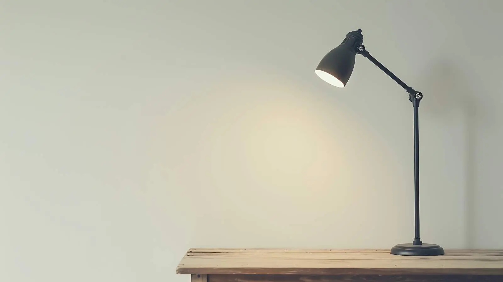 Lamp on Wooden Table with White Wall Background — free download from Dotvec