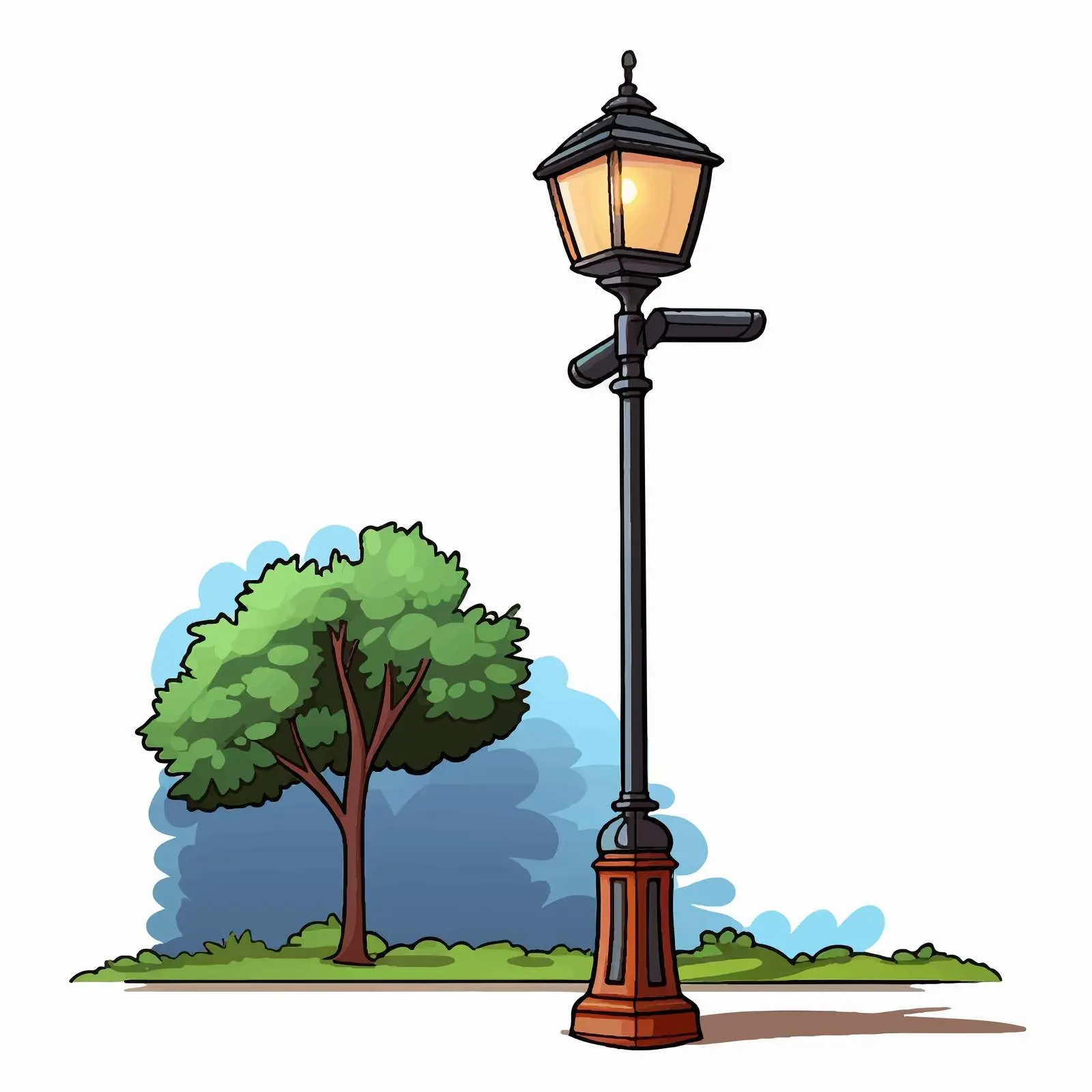 Cartoon Lamp Post Vector Illustration — free download from Dotvec