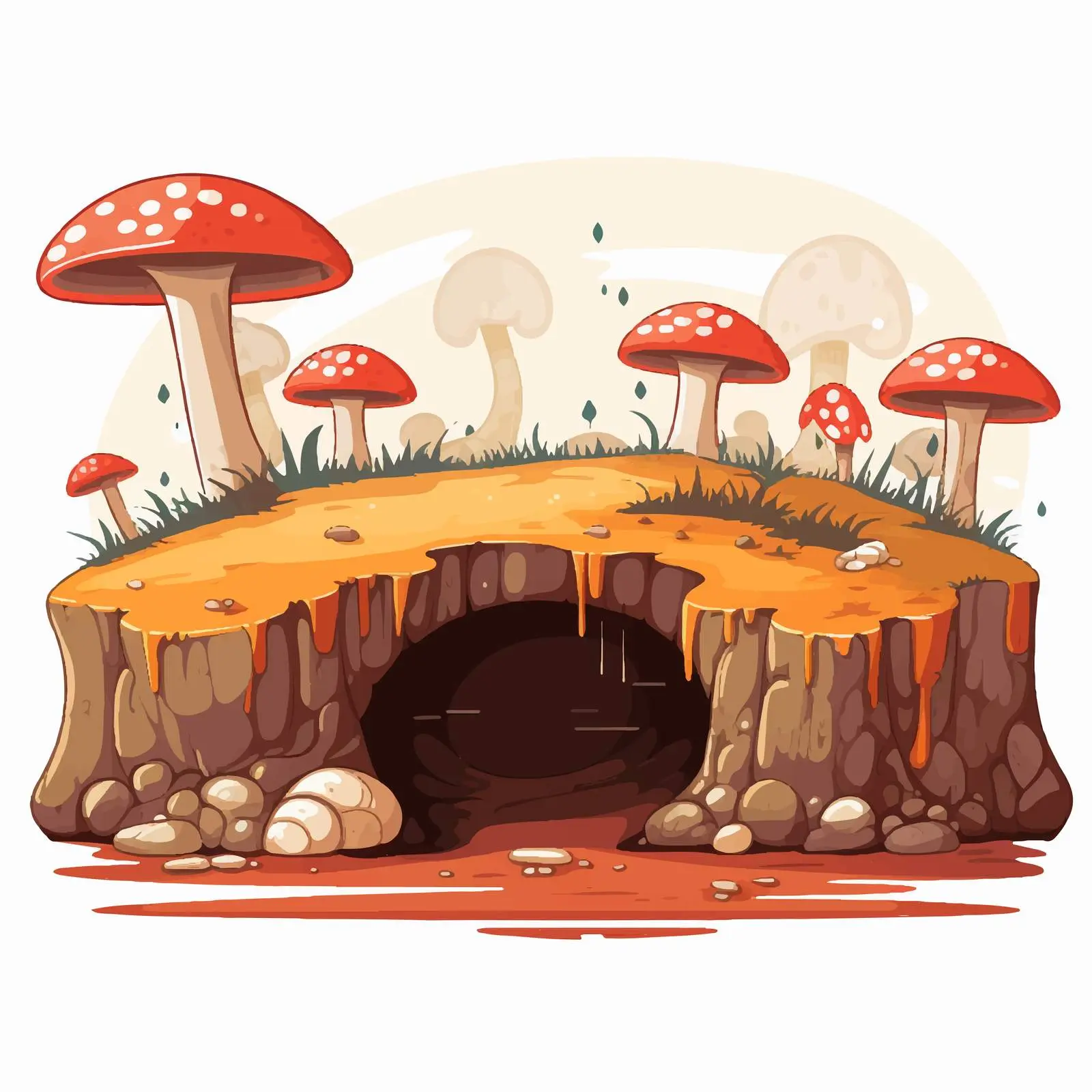 Mushroom Landscape Design with Underground Features — free download from Dotvec