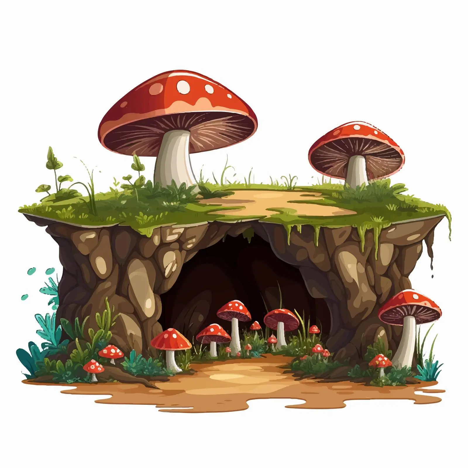 Mushroom Landscape Design with Underground Hole — free download from Dotvec