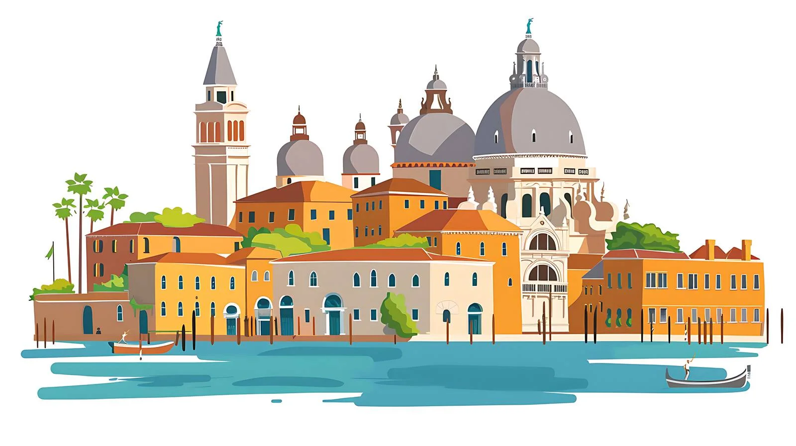 Venice Italy Cartoon Landscape View – free waterways image from Dotvec