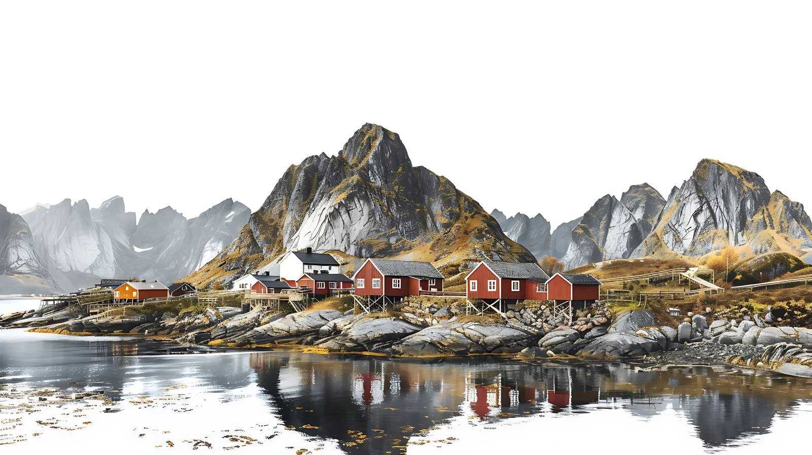 Tranquil Hamnoy Village in Norway — free download from Dotvec