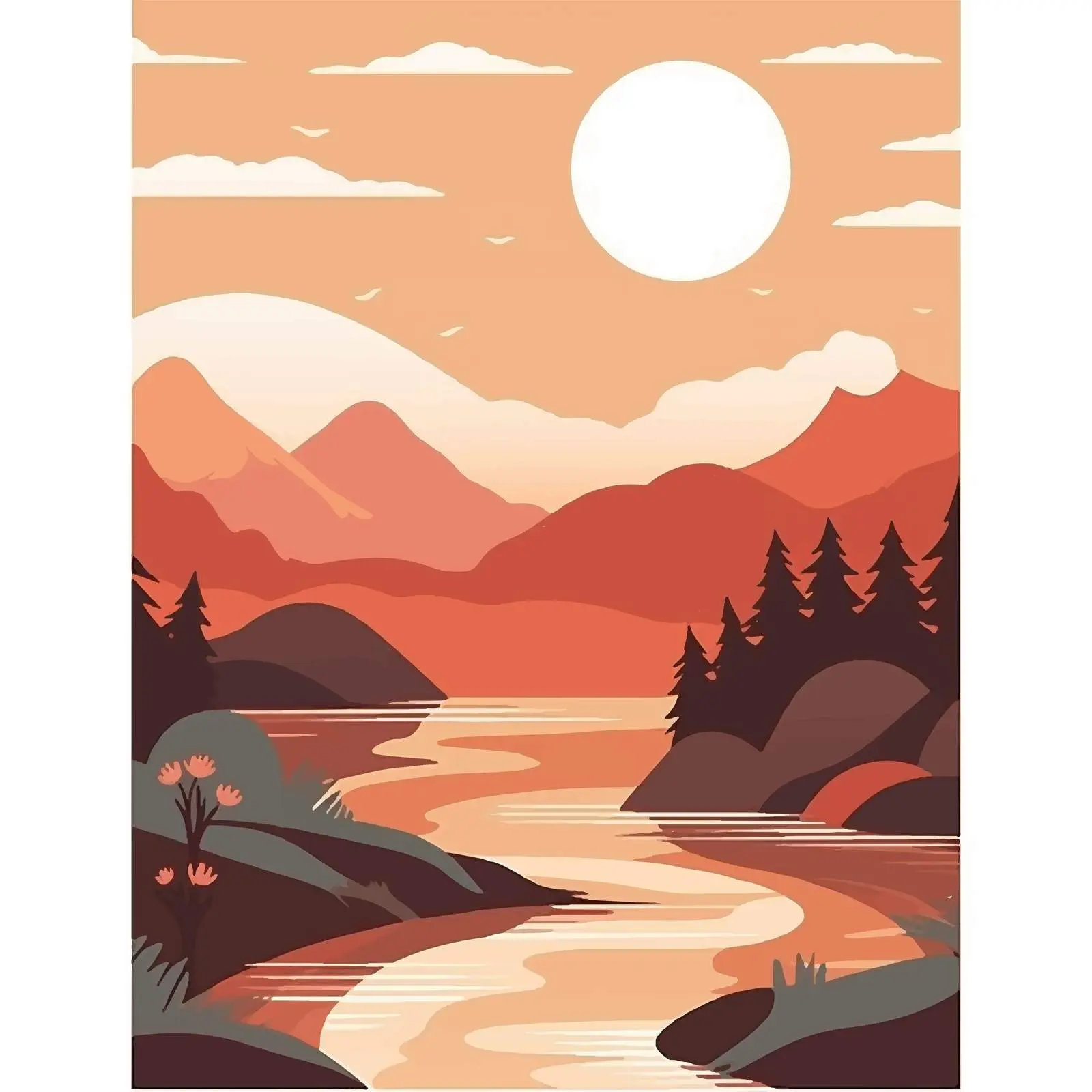 Nature Poster: Sun and Mountain Landscape — free download from Dotvec