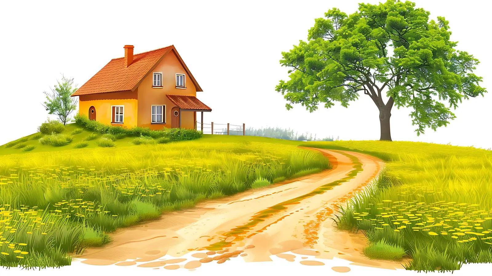 Scenic Countryside Road to Isolated Country House — free download from Dotvec