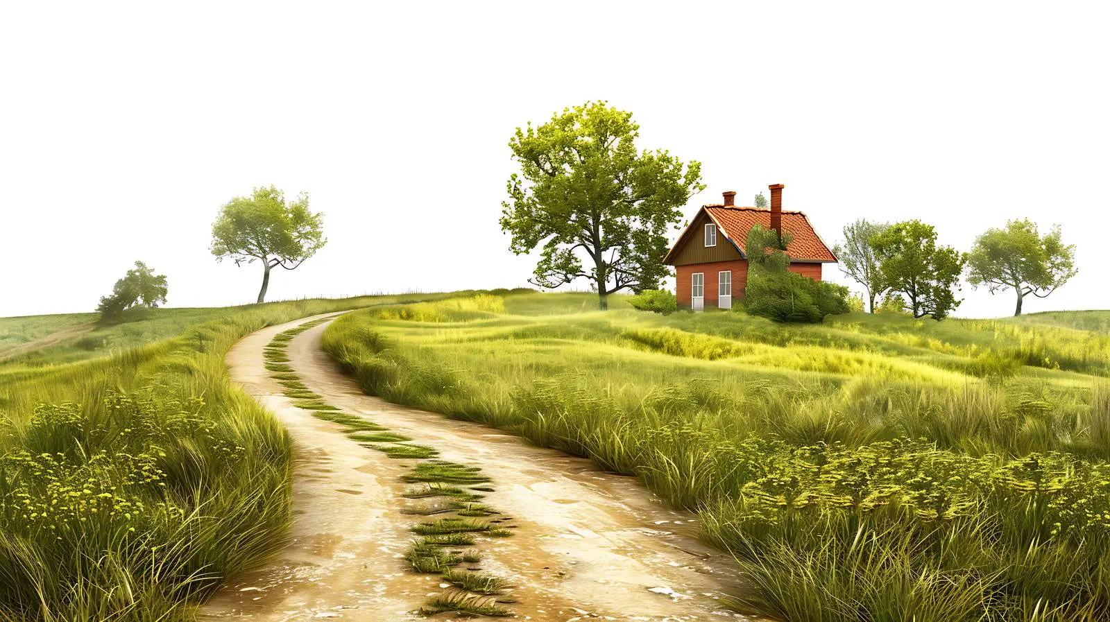 Scenic Countryside Road to Isolated Country House — free download from Dotvec