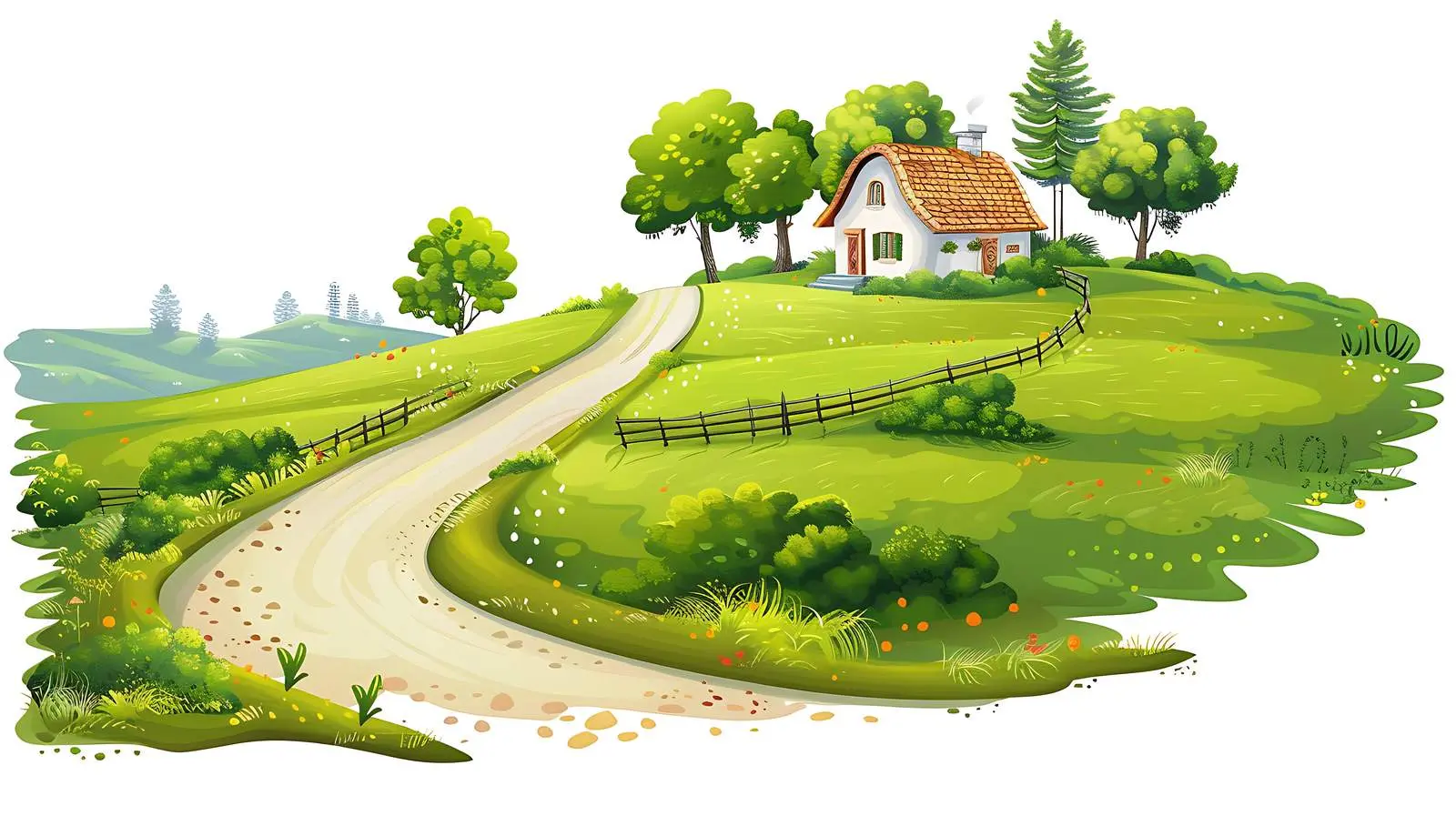 Countryside Road Leading to Isolated Country House — free download from Dotvec
