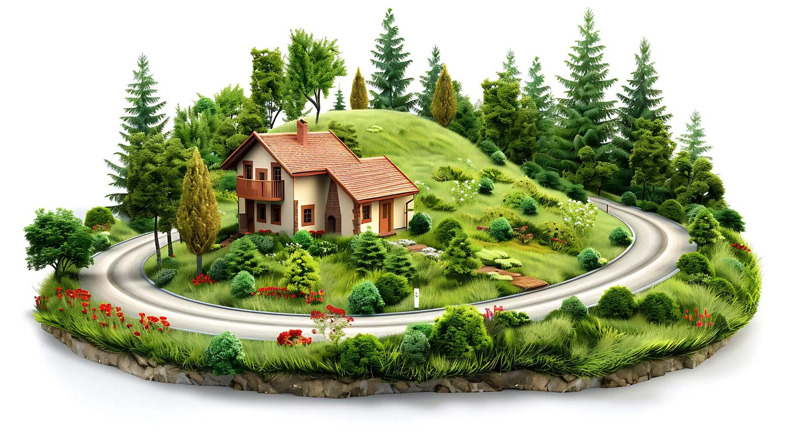 Mountain Road Leading to Country Cottage — free download from Dotvec