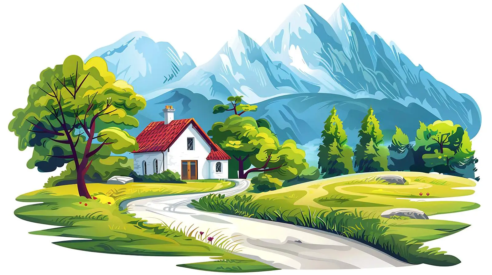 Mountain Road Leading to Country Cottage — free download from Dotvec