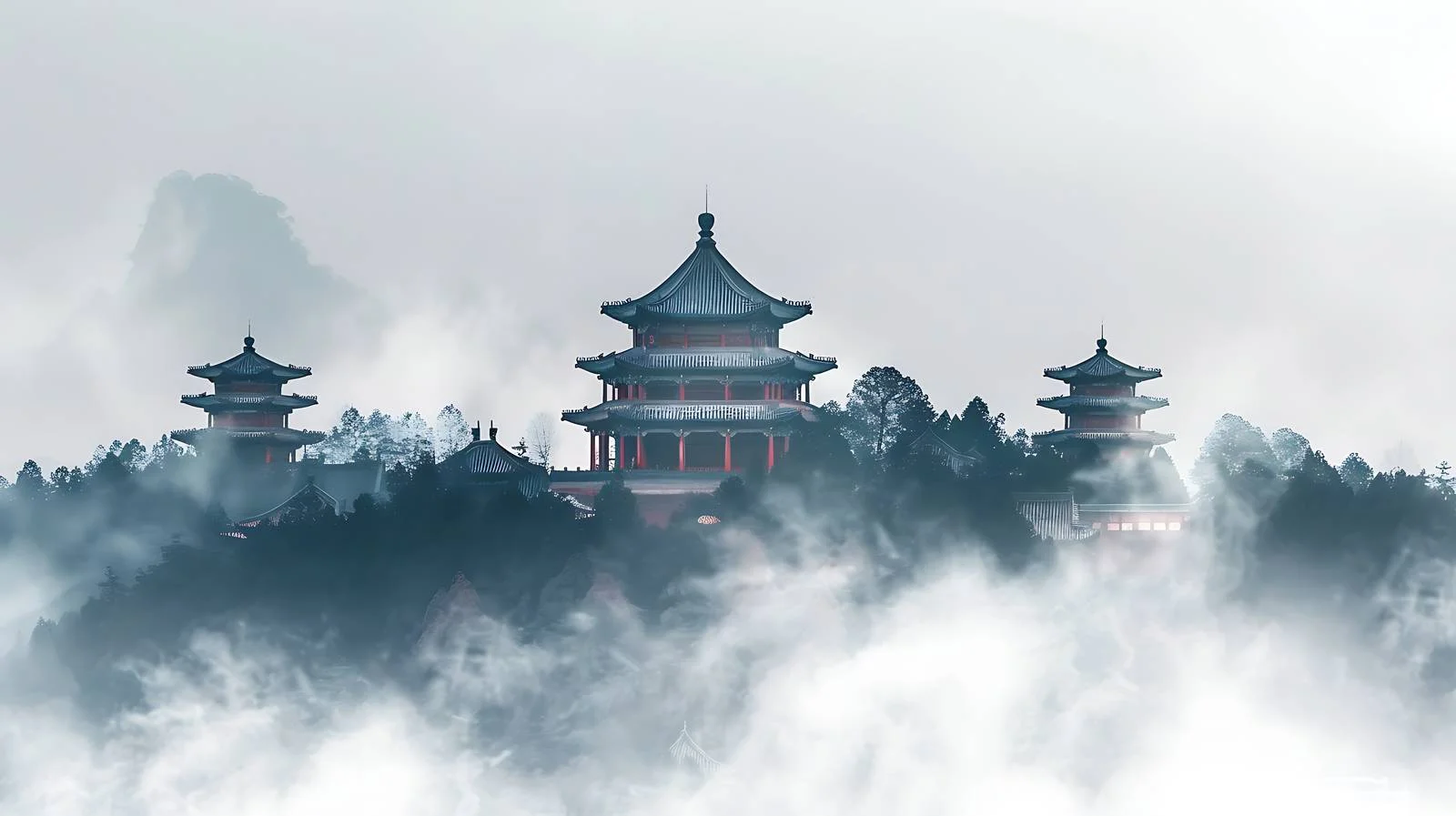 Serene Temple Morning Mist — free download from Dotvec