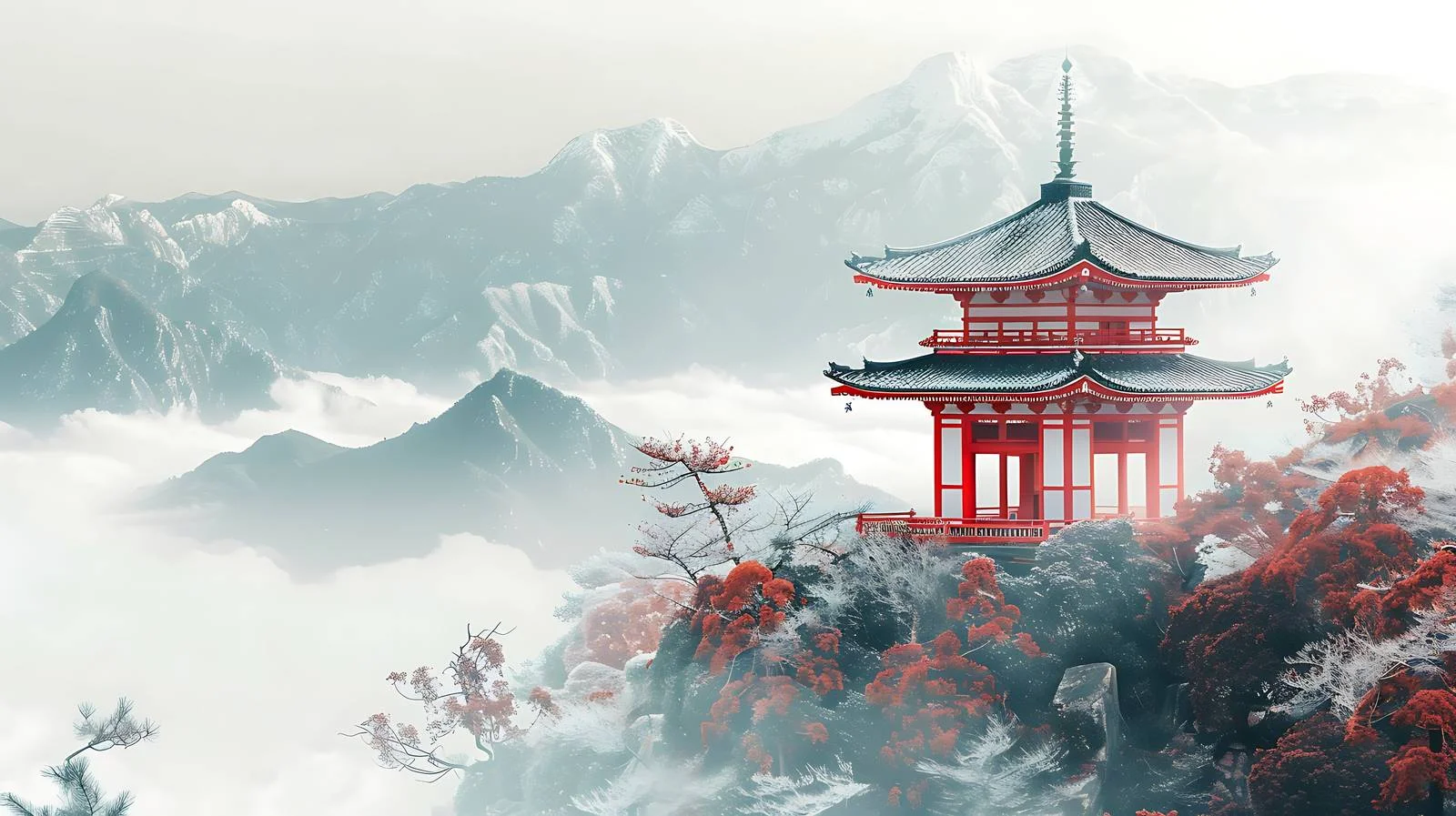 Traditional Lanshan Japan Artwork on White Background — free download from Dotvec