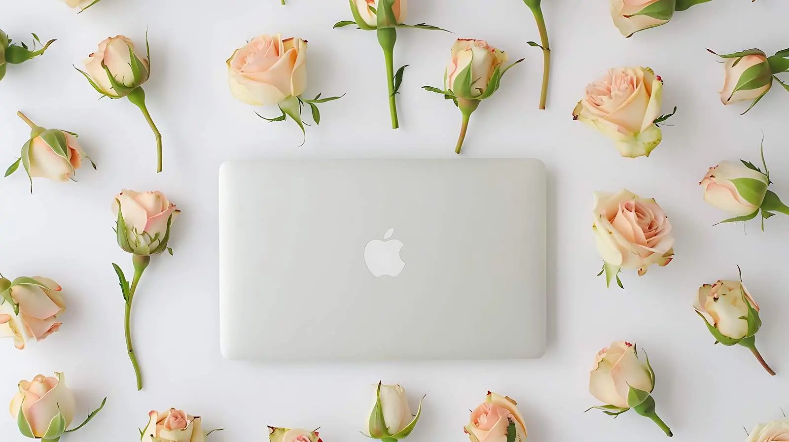 Beige Rose Bud Pattern on White Background — free download from Dotvec