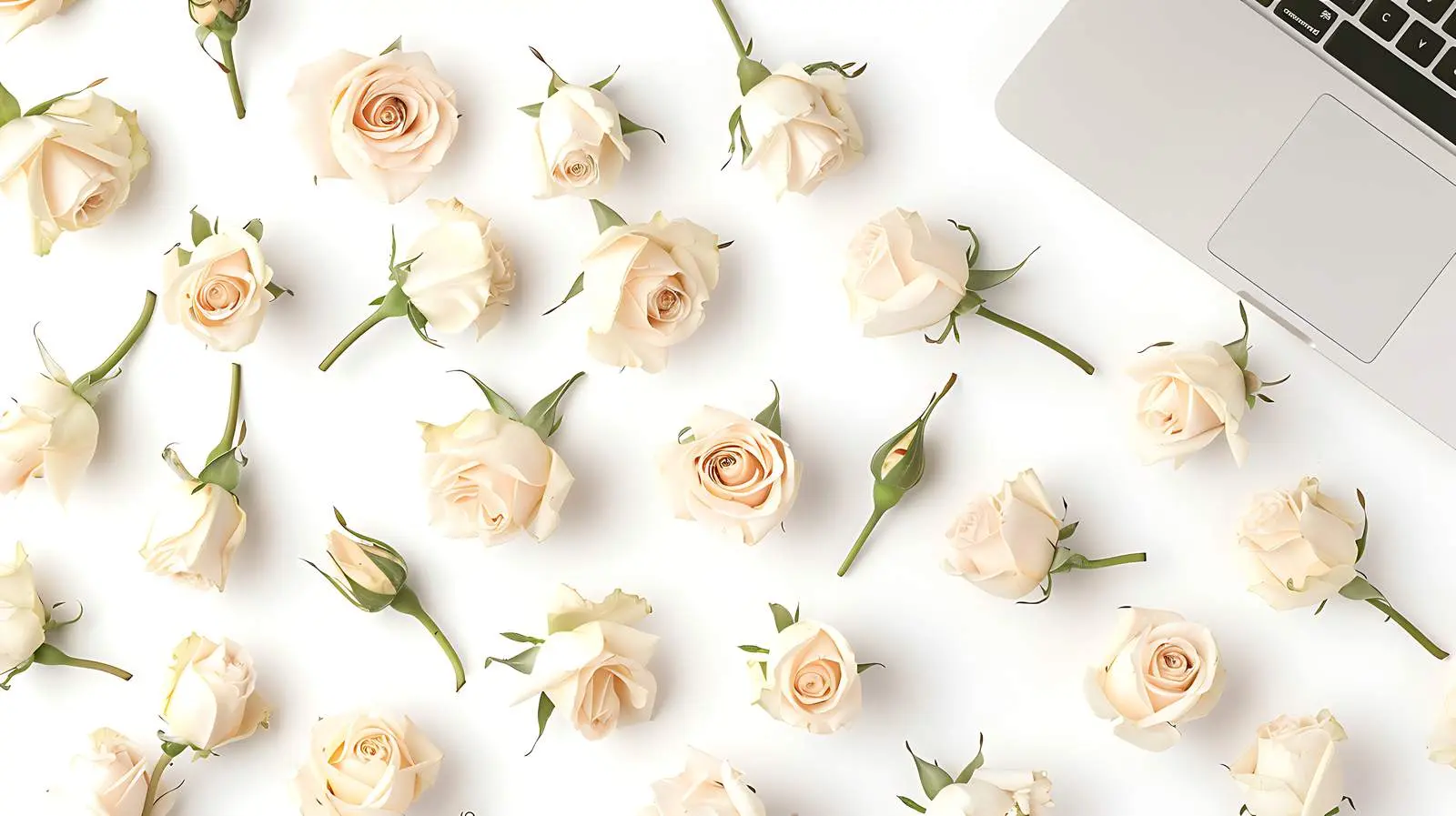 Beige Rose Buds Pattern on White Background — free download from Dotvec