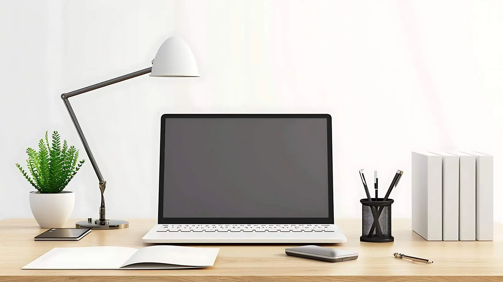 Modern Laptop and Notebooks on Wooden Table — free download from Dotvec