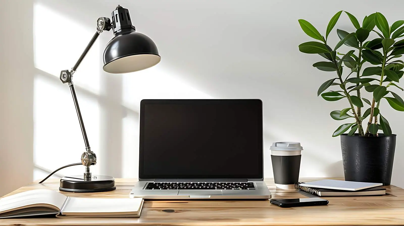 Modern Laptop and Notebooks on Wooden Table — free download from Dotvec