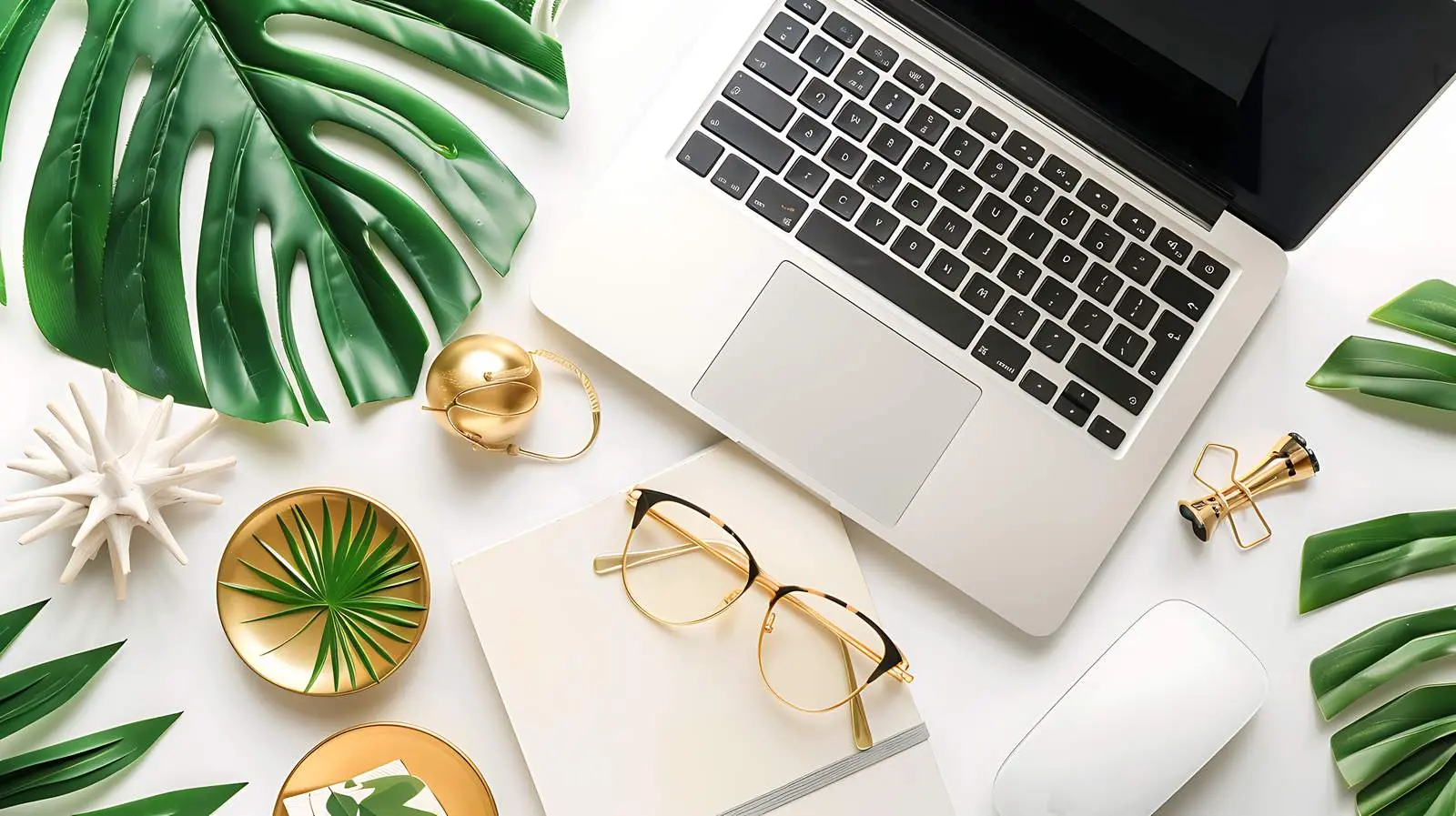 Aesthetic Laptop and Accessories with Glasses — free download from Dotvec